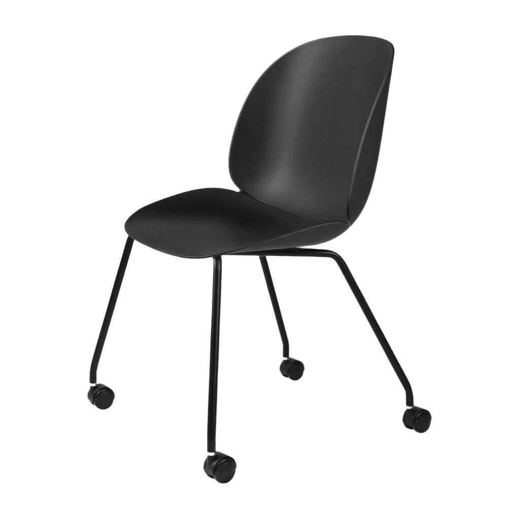 Beetle Meeting Chair 4 Legs with Castors Chairs Gubi Black