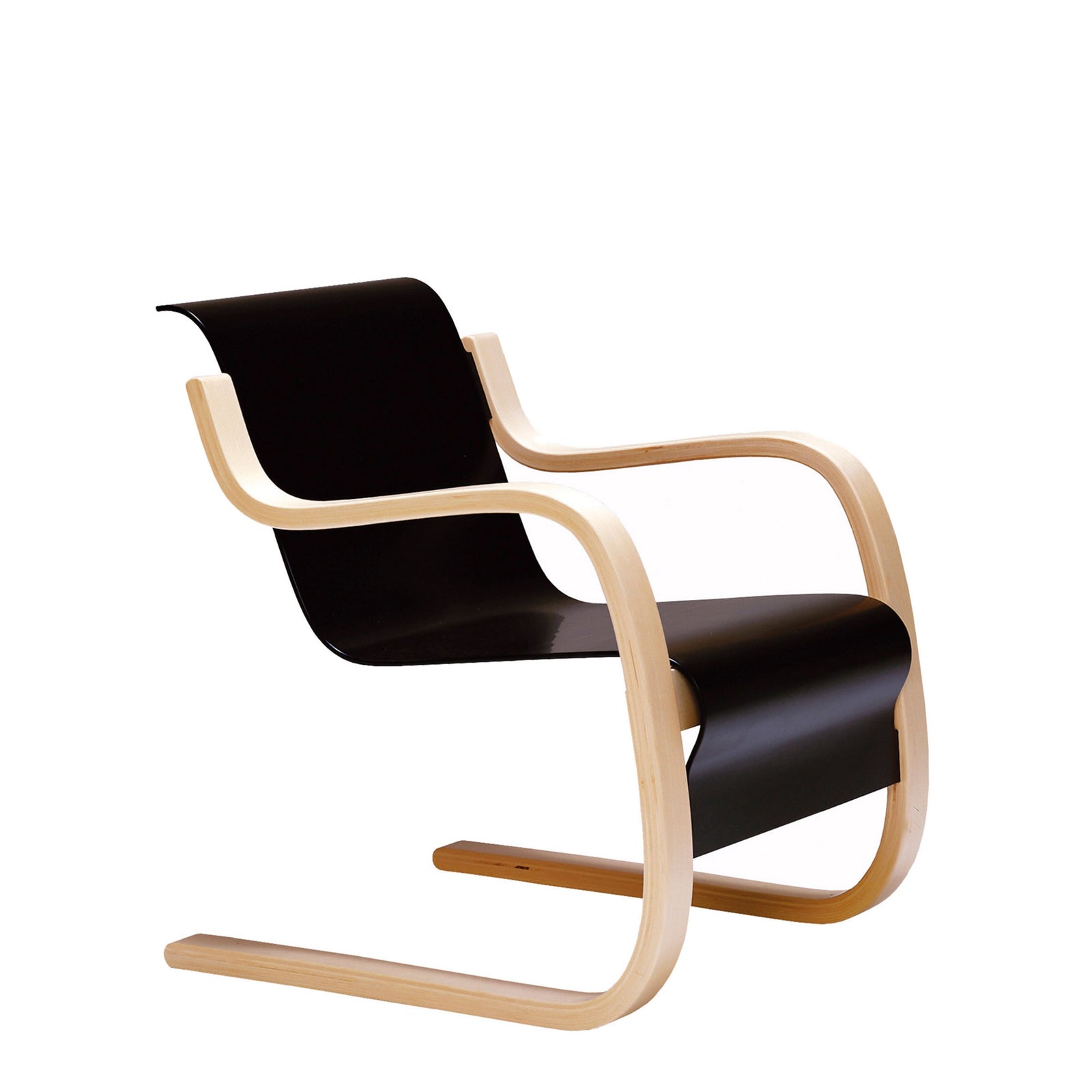 Armchair 42 lounge chair Artek Seat Lacquered Black
