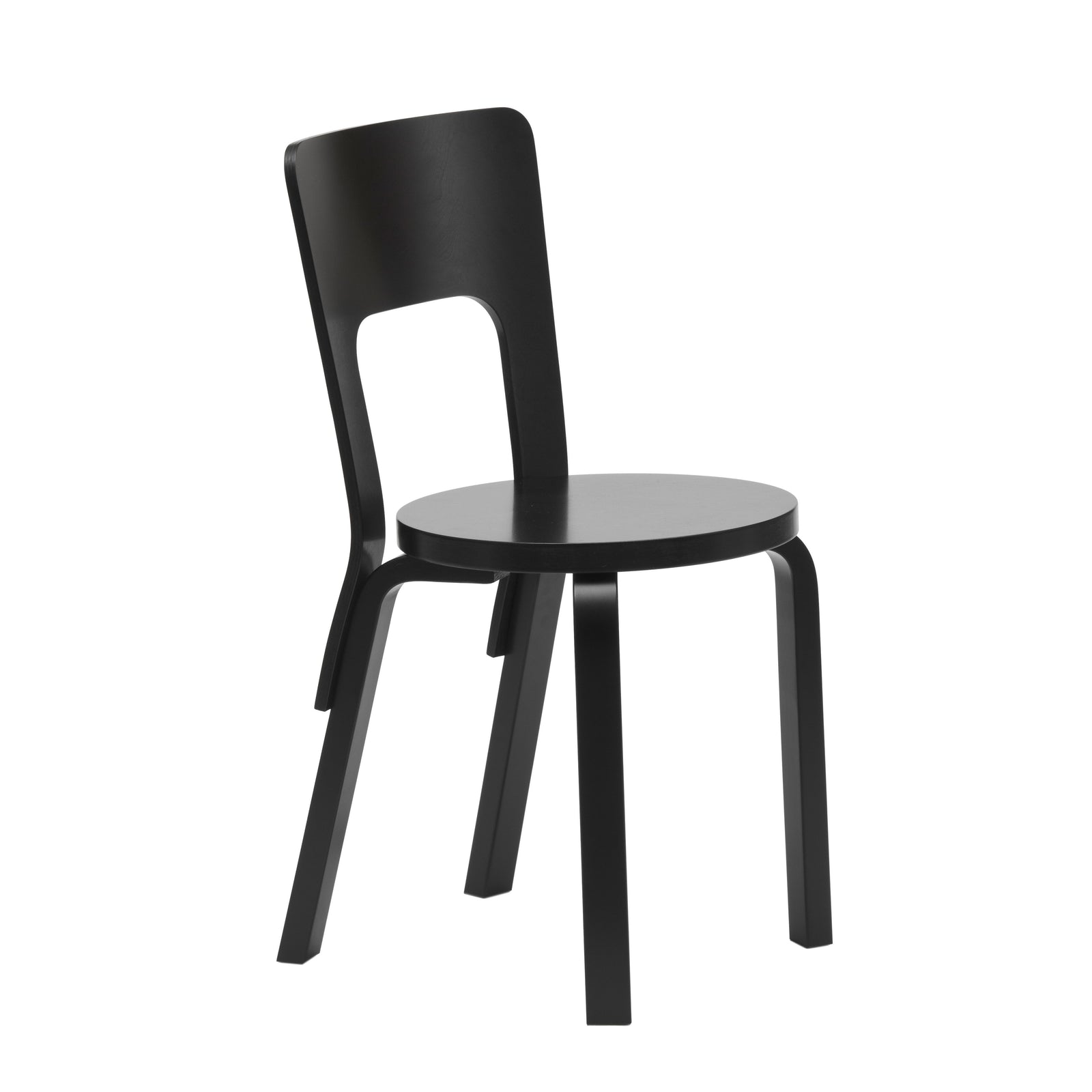 Chair 66 Side/Dining Artek Seat and Backrest Black Lacquered / Legs black lacquered + $60.00