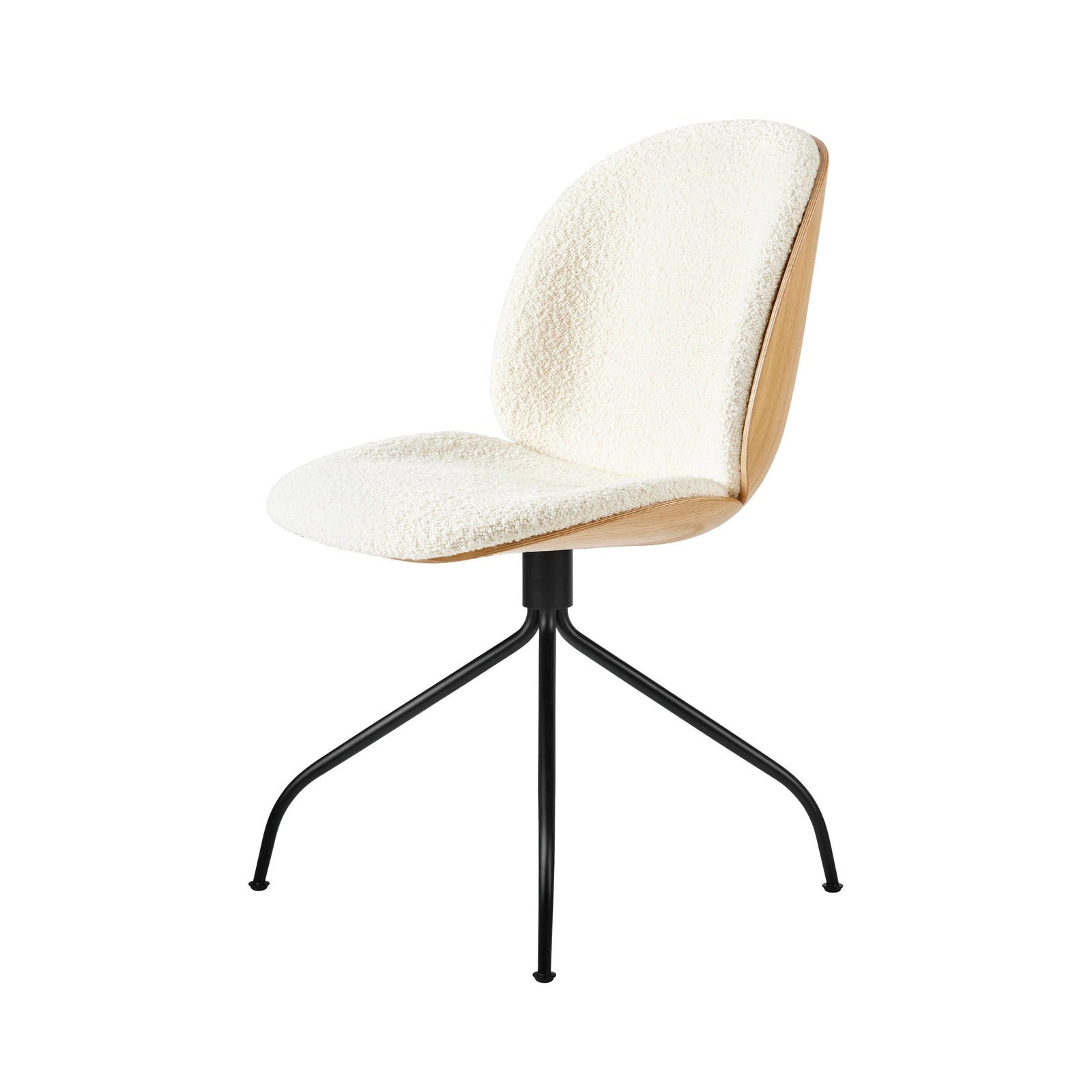 Beetle Meeting Chair with Swivel Base - Veneer Shell - Front Upholstered Chairs Gubi