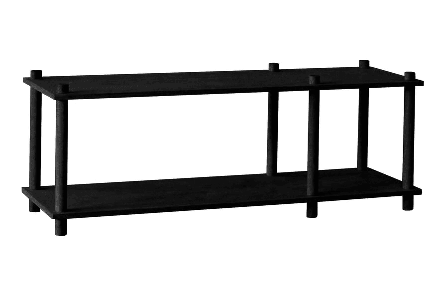 Elevate Shelving System Modular Accessories Woud Configuration 1 Black Painted Oak