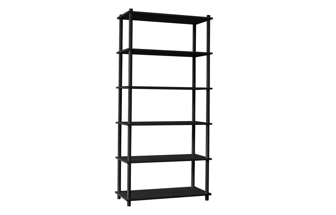 Elevate Shelving System Modular Accessories Woud Configuration 5 Black Painted Oak