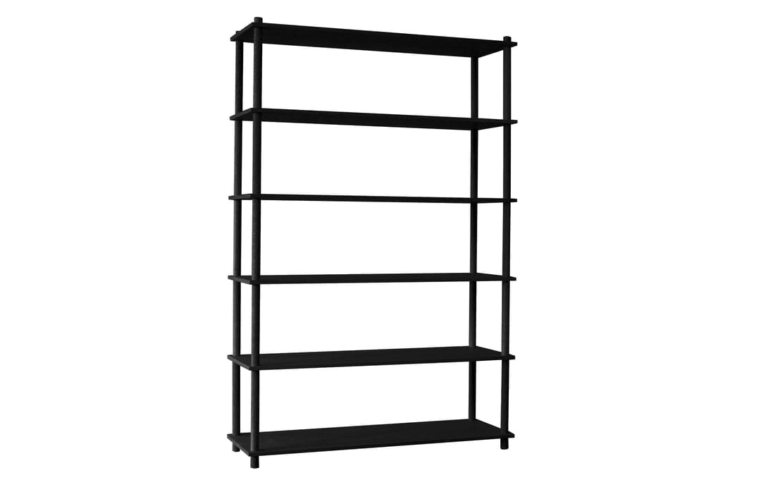Elevate Shelving System Modular Accessories Woud Configuration 6 Black Painted Oak