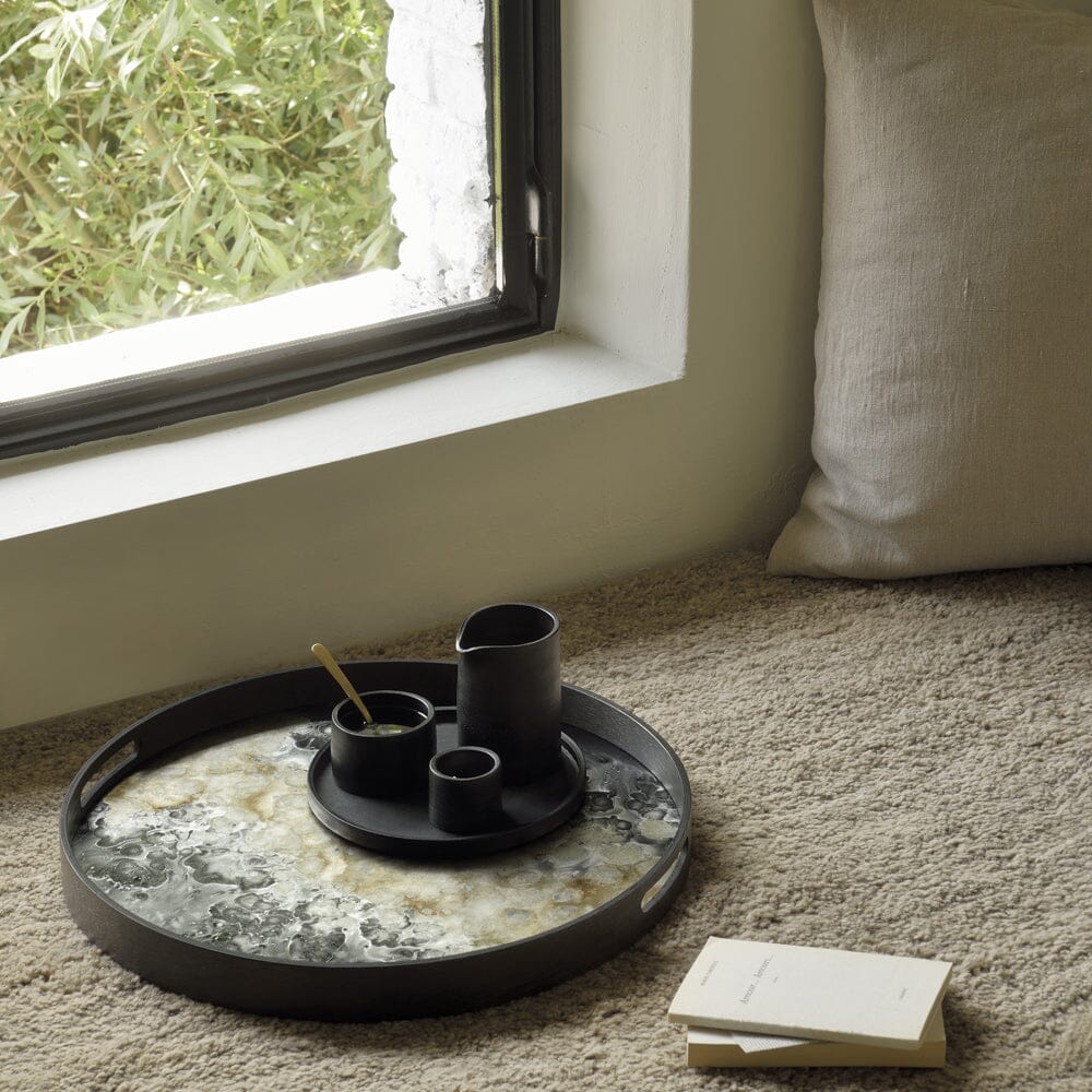 Black Organic Glass Tray Tray Ethnicraft