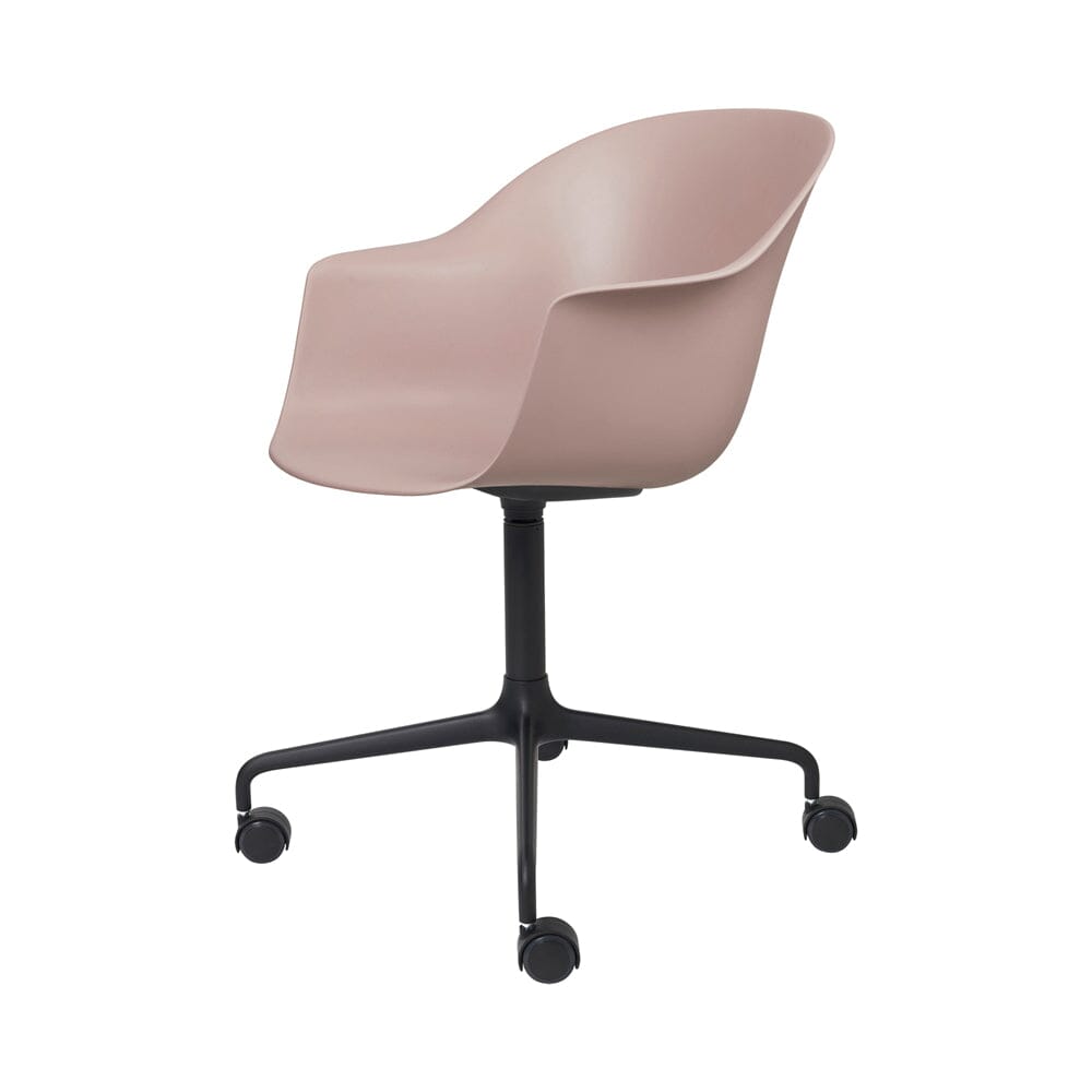 Bat Meeting Chair 4-Star Base with Castors Chairs Gubi Black Matt Sweet Pink