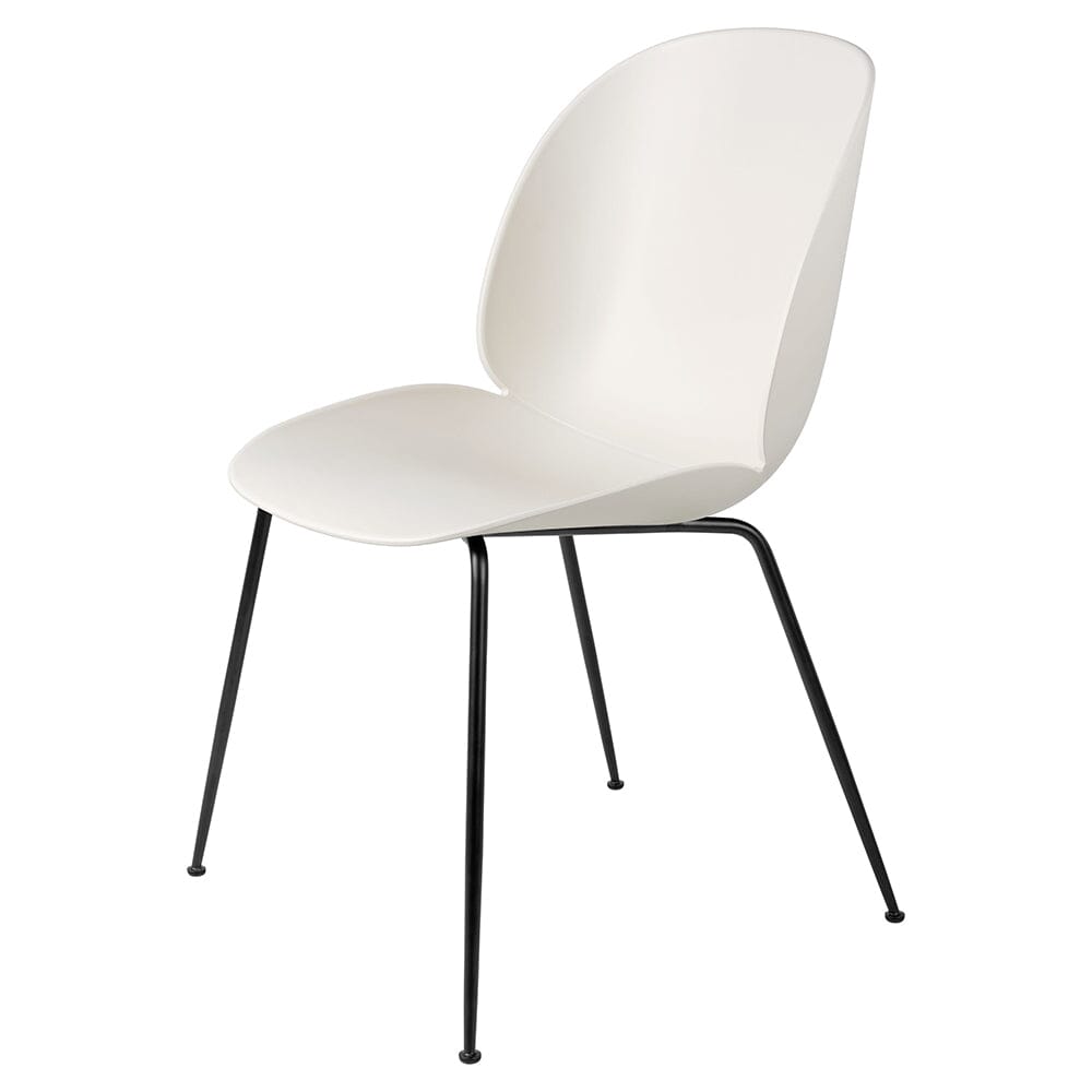 Beetle Dining Chair with Conic Base - Unupholstered Chairs Gubi Black Matte Base Alabaster White