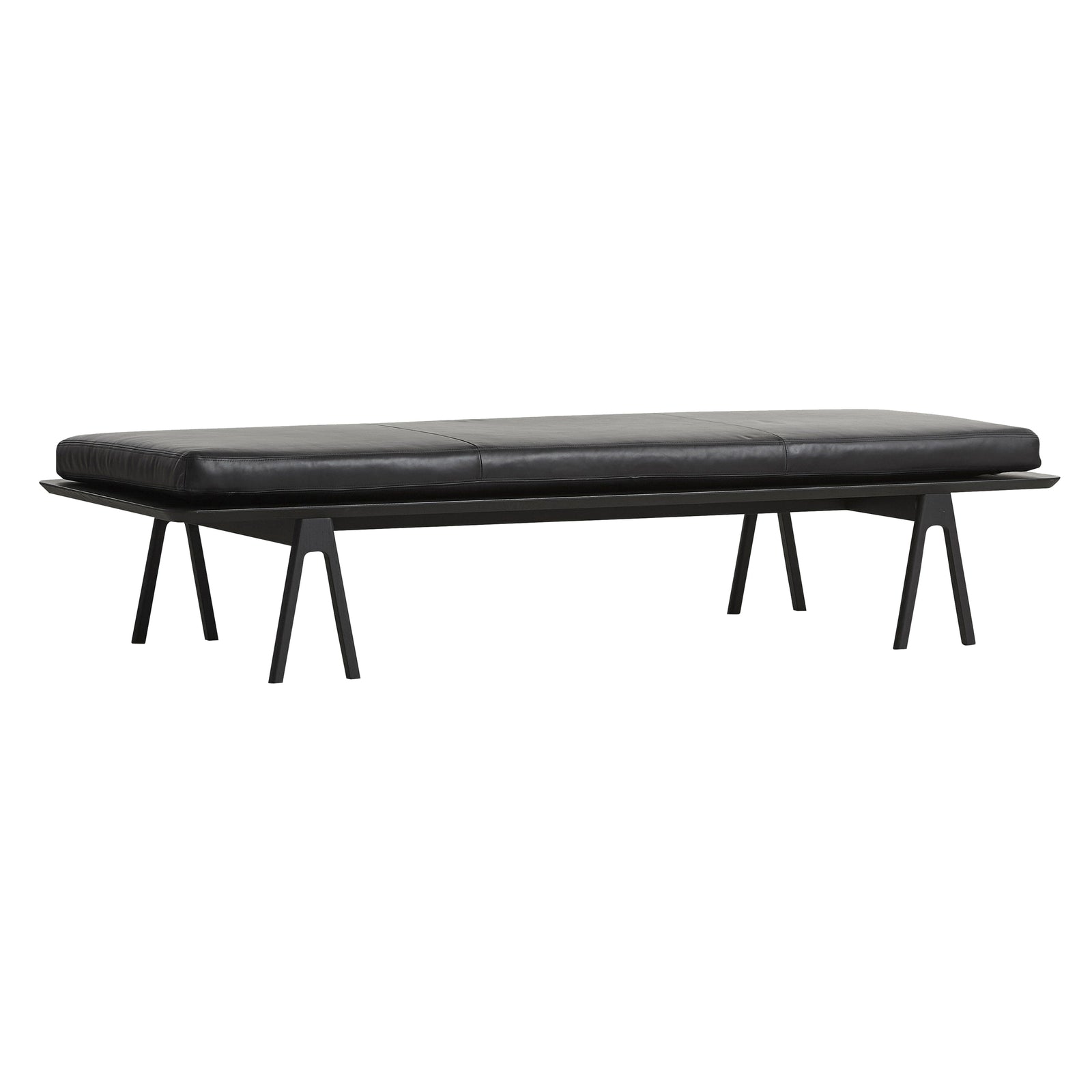 Level Daybed Beds Woud Black Painted Oak Without Pillow Black Leather