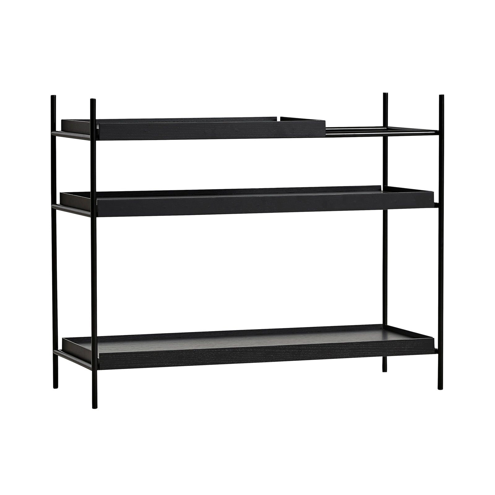 Tray Shelf - Low Shelves Woud 1 Short Black + 2 Wide Black