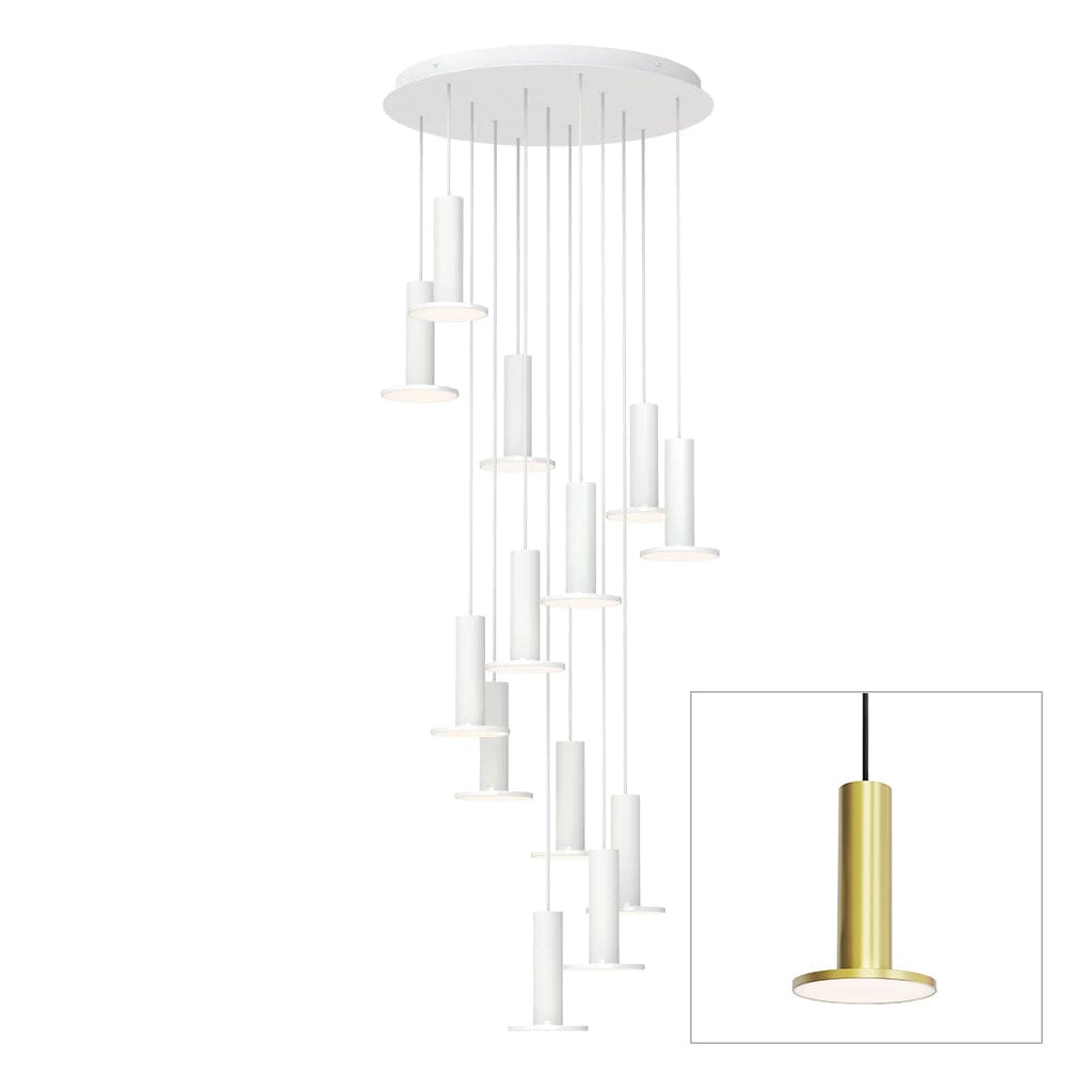 Cielo Plus Chandelier 13 hanging lamps Pablo Brass