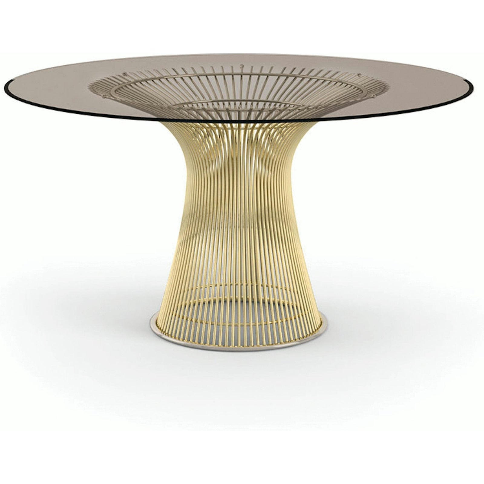 Platner Dining Table - 54 Inch Dining Tables Knoll 18K Gold Plated Bronze Glass