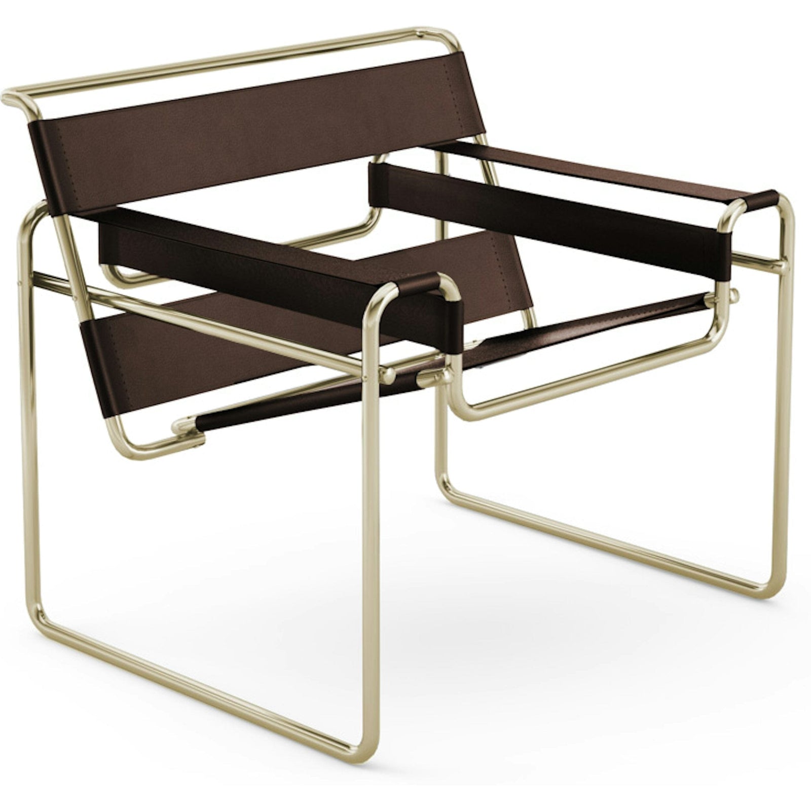 Wassily Chair - Gold lounge chair Knoll Belting Leather Dark Brown