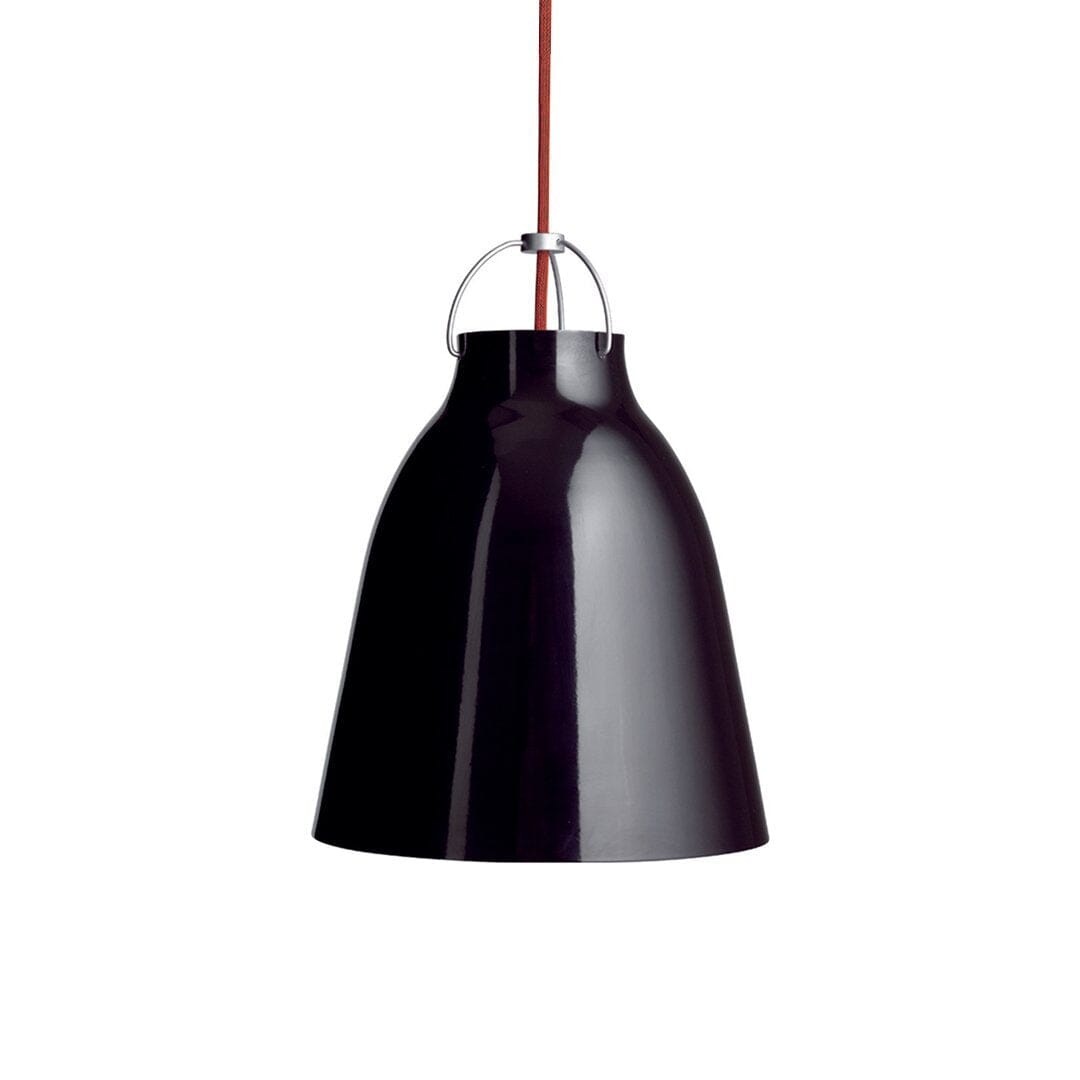 Caravaggio High Gloss Suspension Lamp hanging lamps Fritz Hansen Small (P1) - black shade - 118" L red textile cord