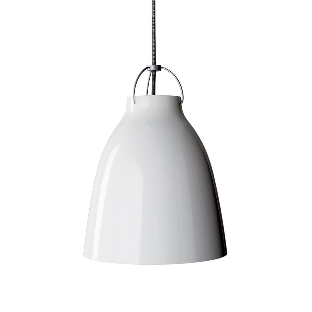 Caravaggio High Gloss Suspension Lamp hanging lamps Fritz Hansen Medium (P2) - white shade - 118" L grey textile cord + $150.00