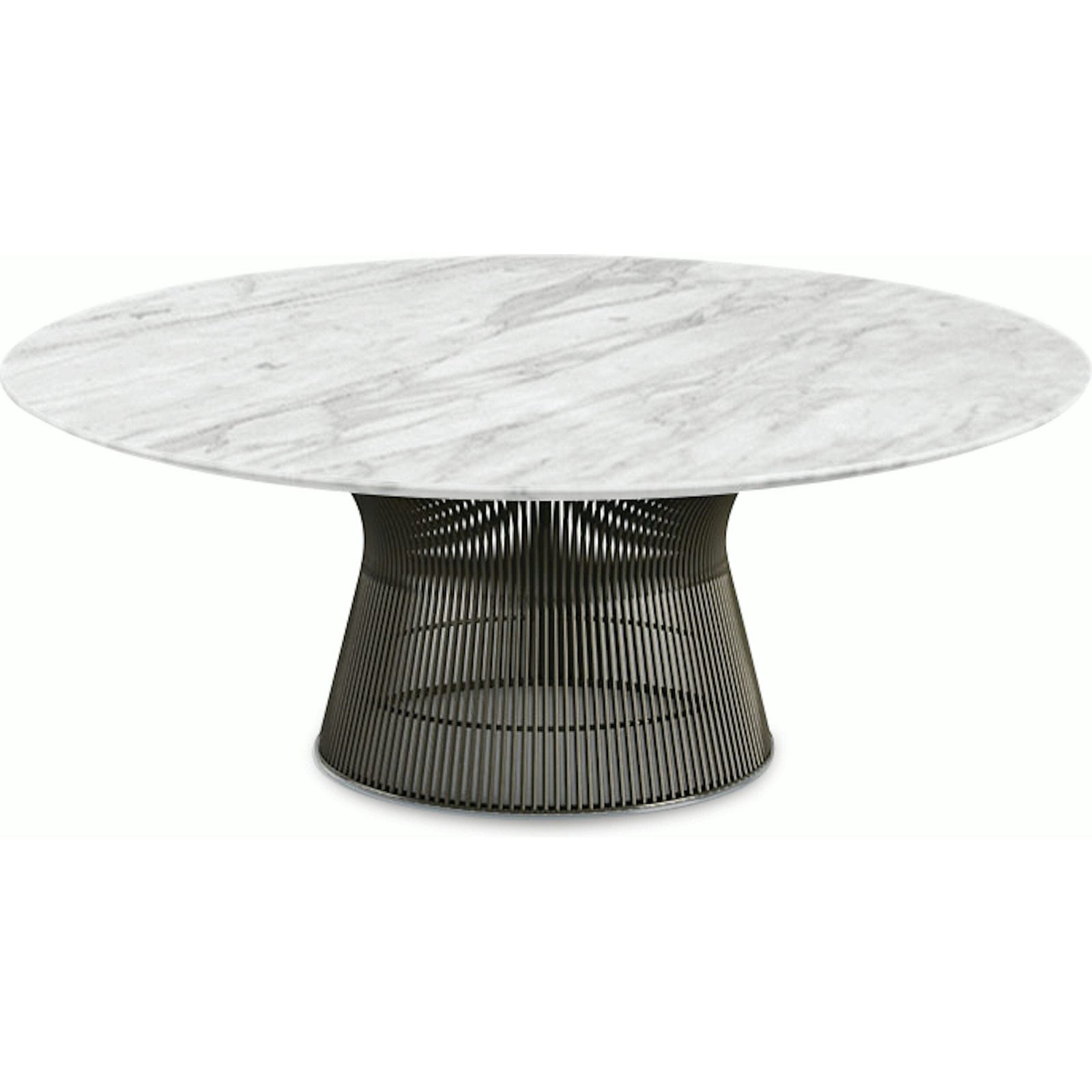Platner Bronze 42" Coffee Table Coffee Tables Knoll Polished Finish Carrara Marble Top: White-grey
