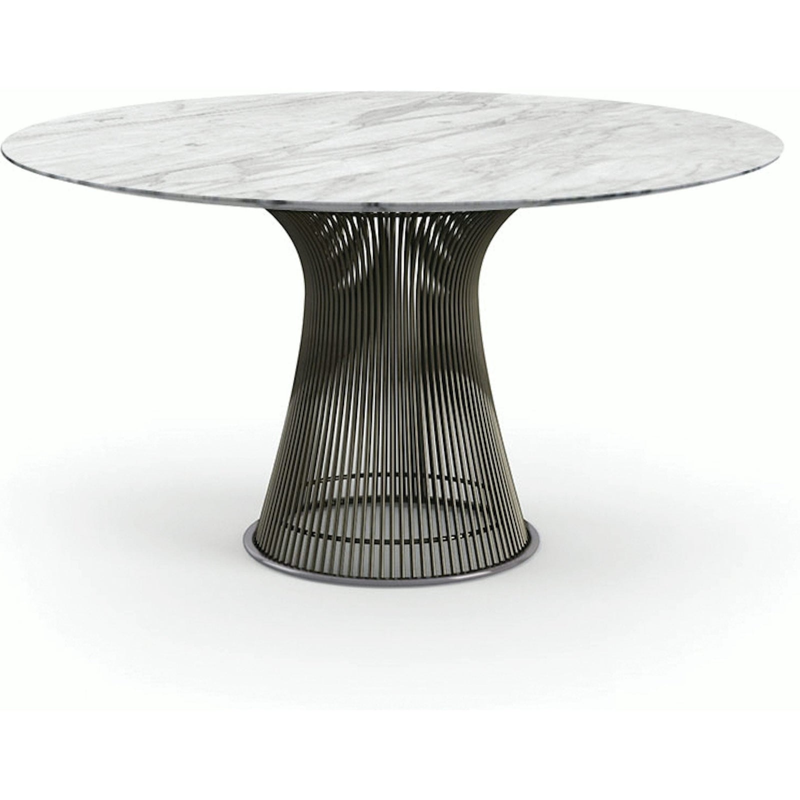 Platner Dining Table - 54 Inch Dining Tables Knoll Metallic Bronze Carrara marble, Shiny finish
