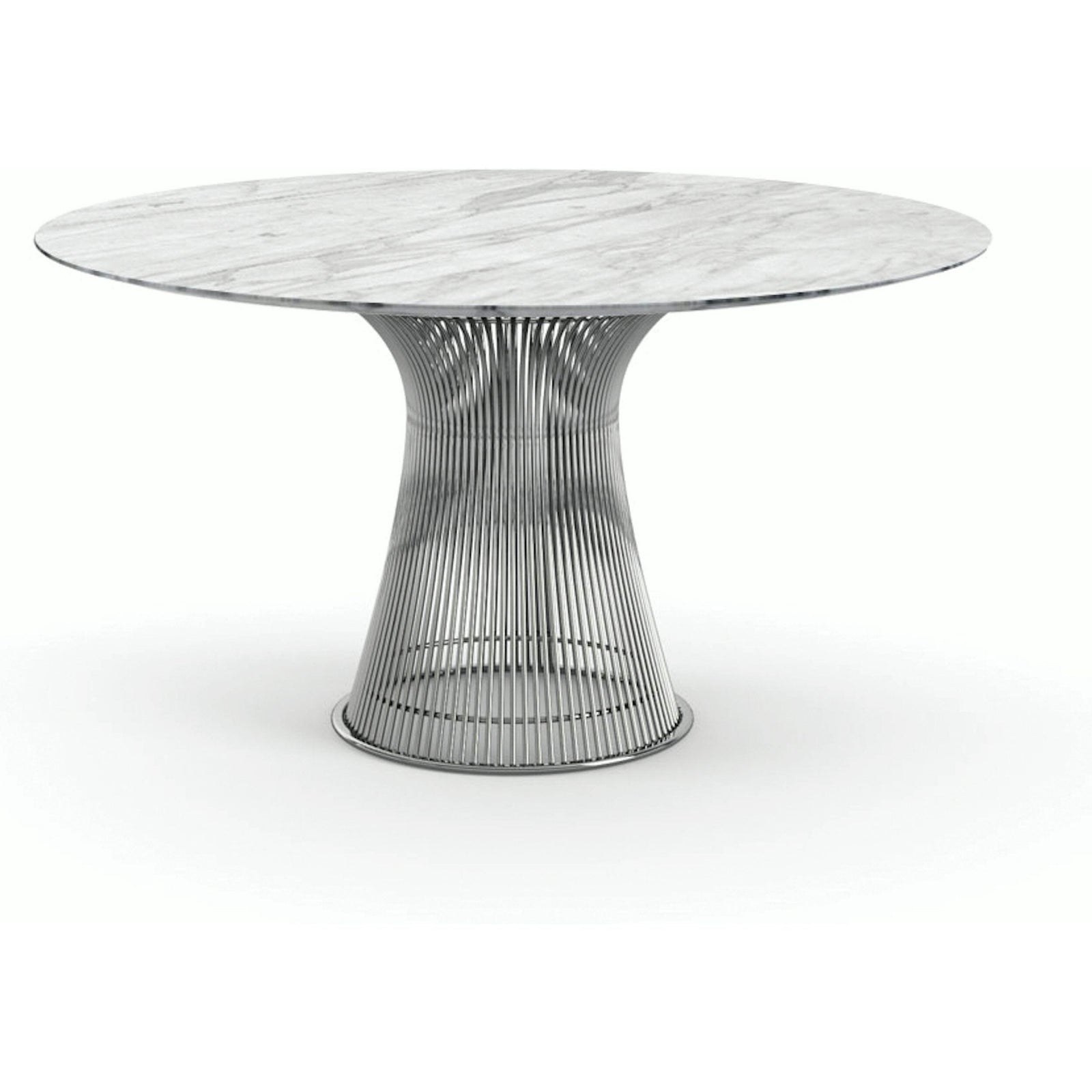 Platner Dining Table - 54 Inch Dining Tables Knoll Polished Nickel Carrara marble, Shiny finish