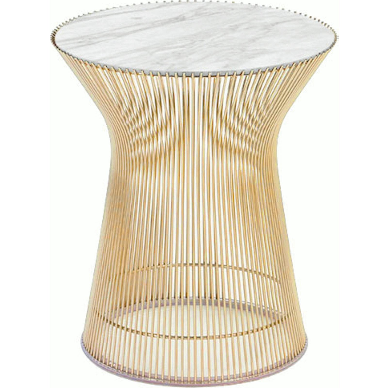 Platner Side Table - Gold side/end table Knoll 18K Gold plated Carrara marble, Satin finish