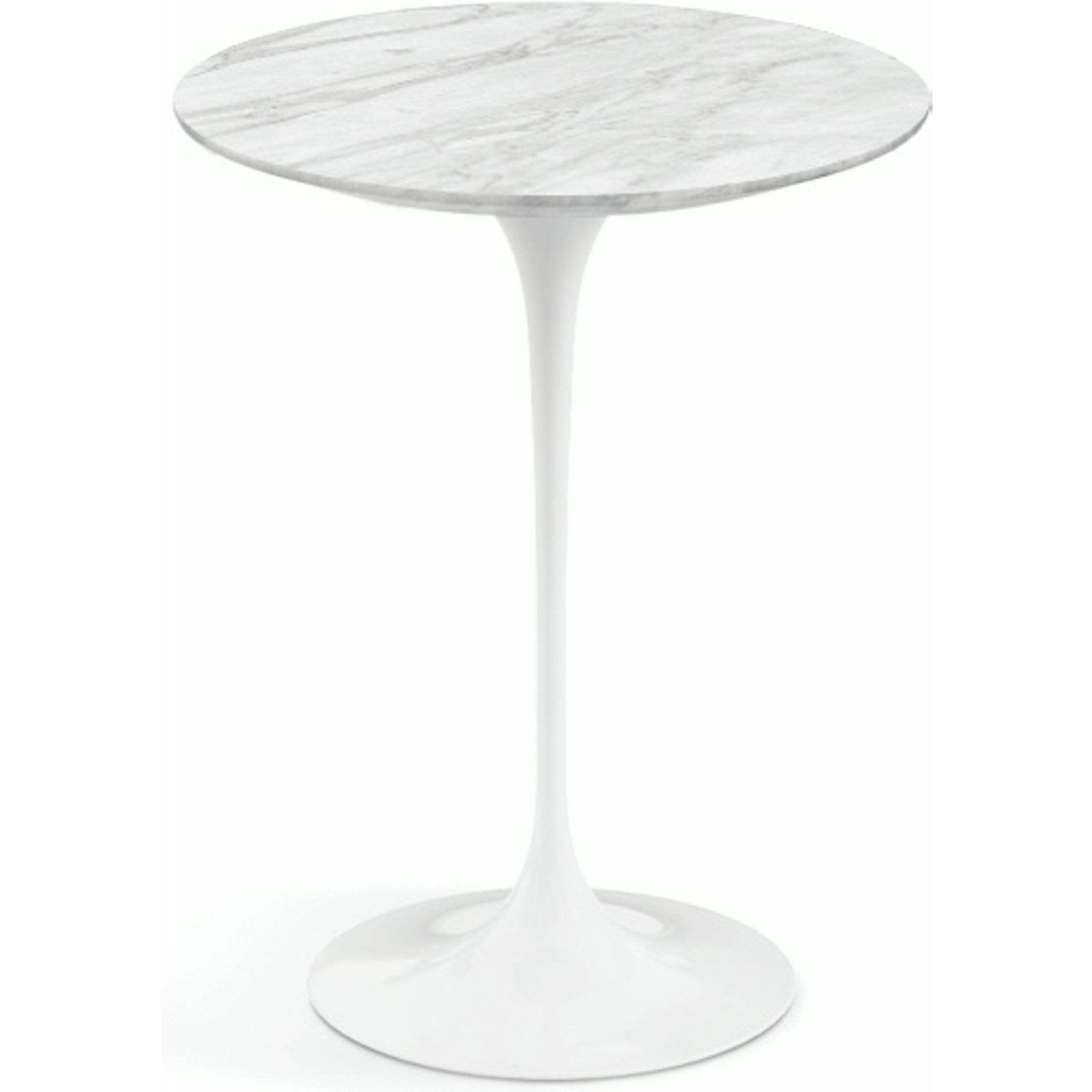 Saarinen Side Table - 16" Round side/end table Knoll White Carrara marble, Satin finish