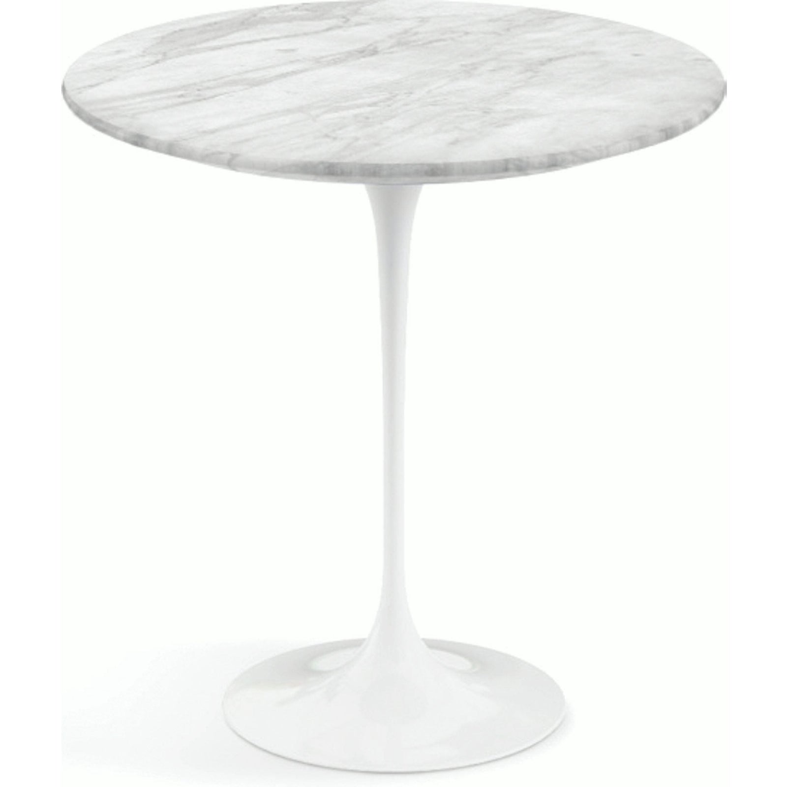 Saarinen Side Table - 20” Round side/end table Knoll White Carrara marble, Satin finish