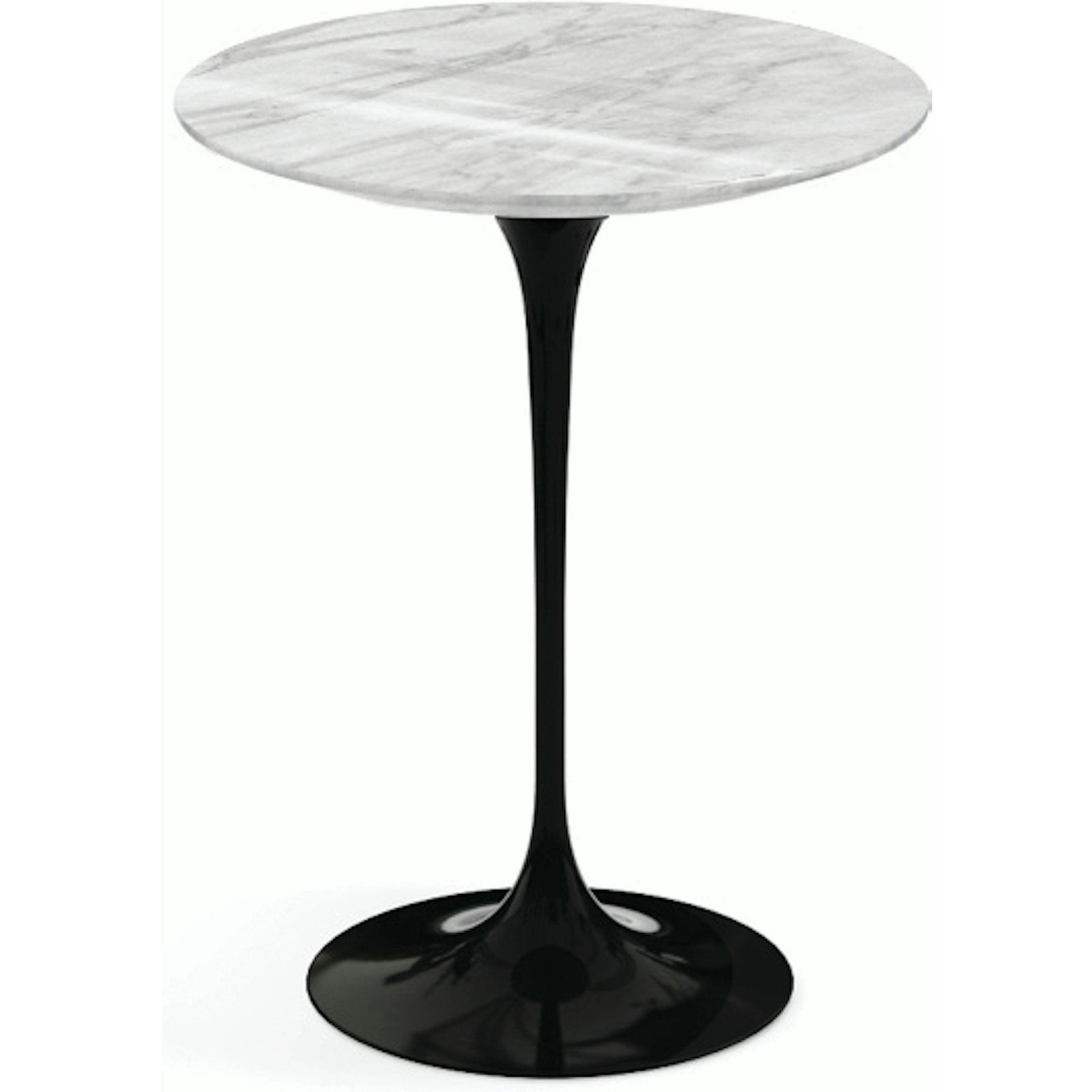 Saarinen Side Table - 16" Round side/end table Knoll Black Carrara marble, Shiny finish