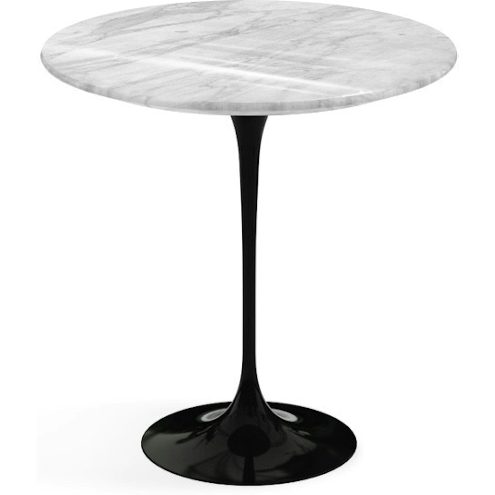 Saarinen Side Table - 20” Round side/end table Knoll Black Carrara marble, Shiny finish