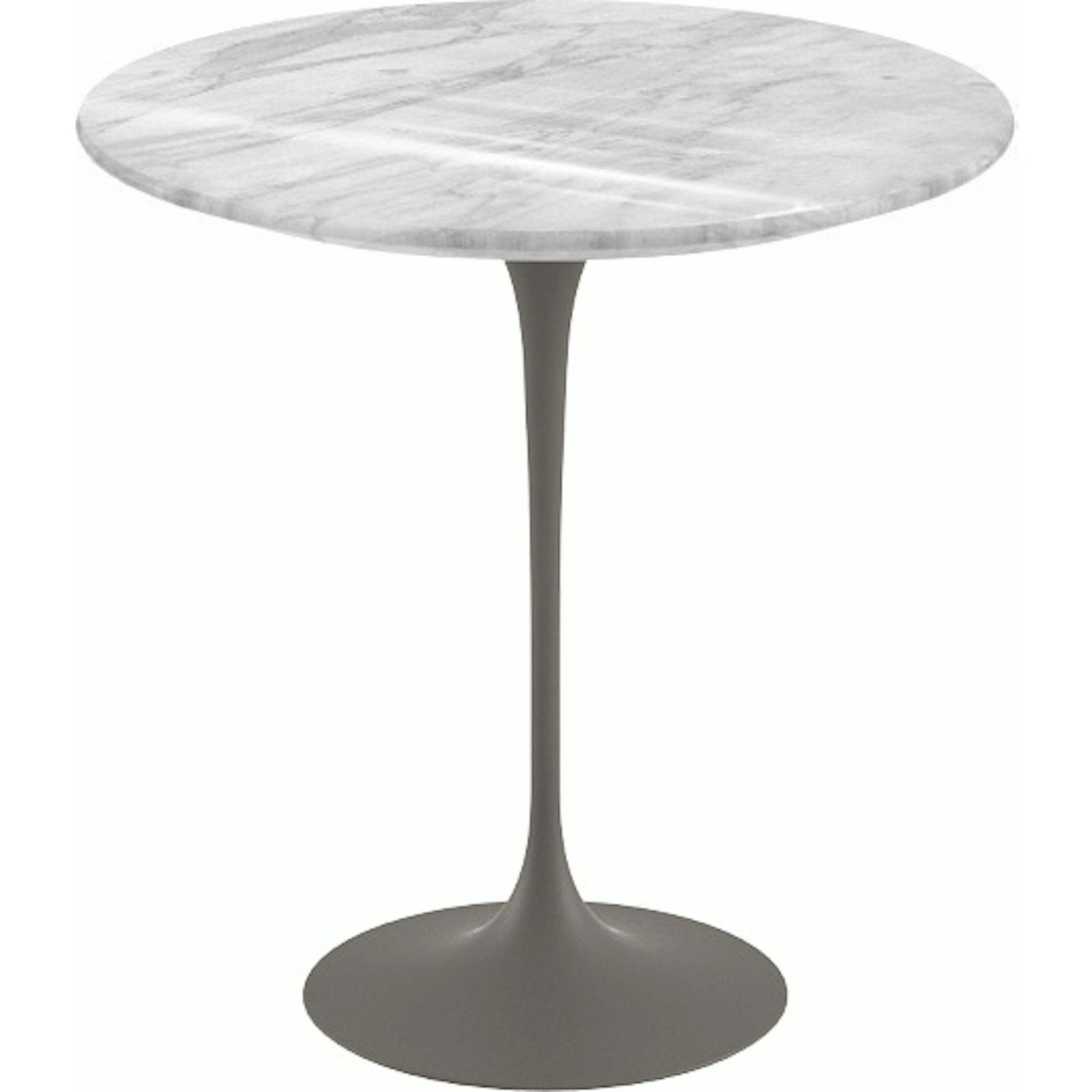 Saarinen Side Table - 20” Round side/end table Knoll Grey Carrara marble, Shiny finish