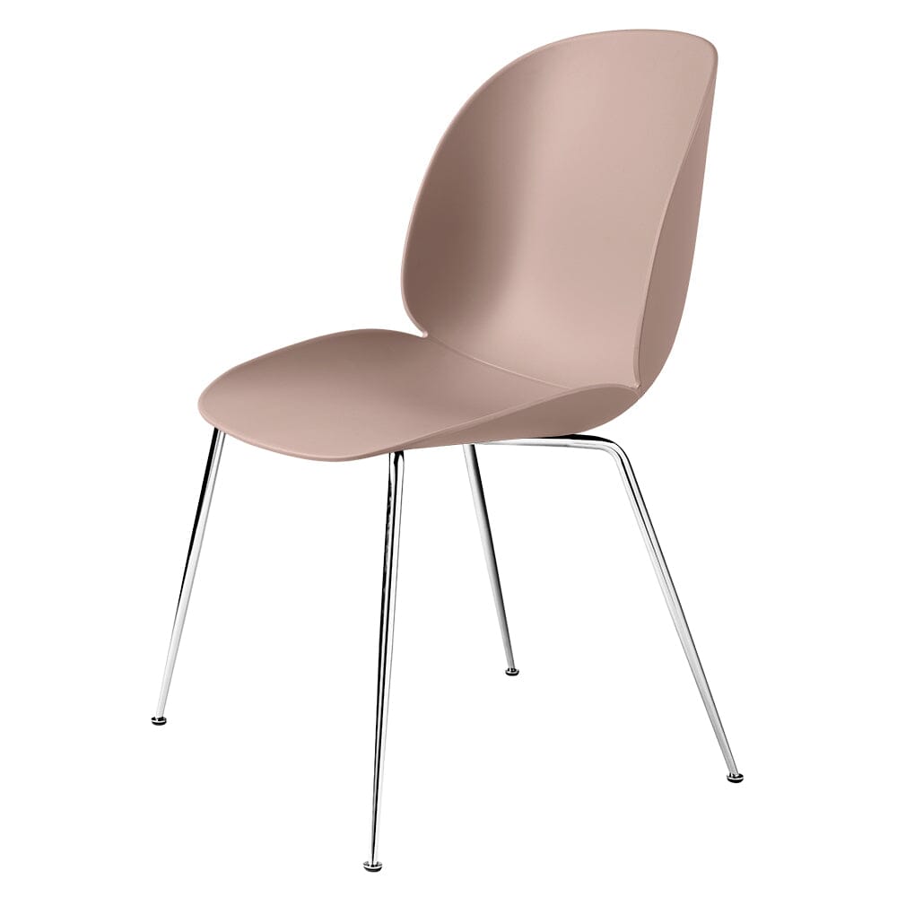 Beetle Dining Chair with Conic Base - Unupholstered Chairs Gubi Chrome Base Sweet Pink