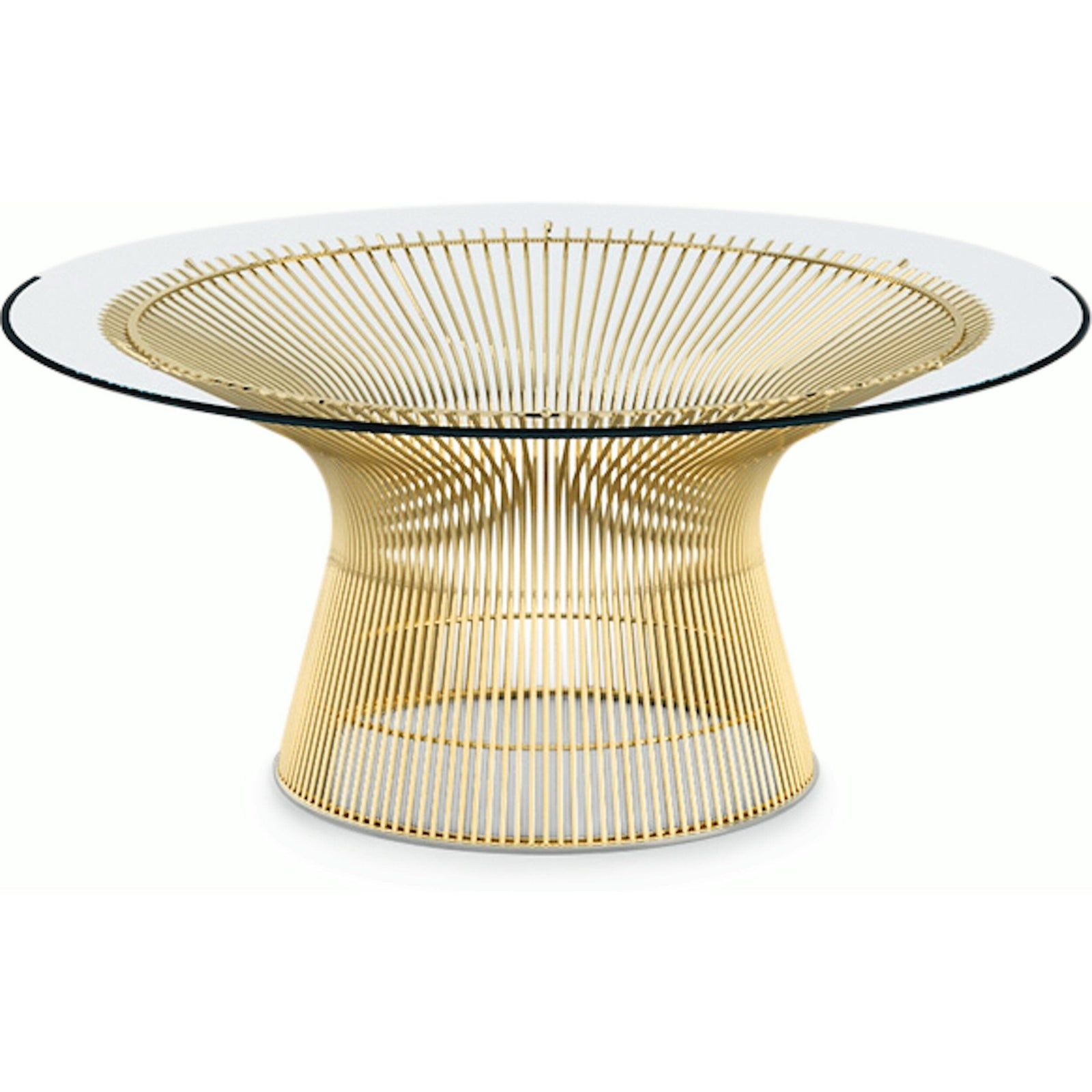 Platner Coffee Table - 36" in Gold Coffee Tables Knoll 18K Gold plated Clear Glass