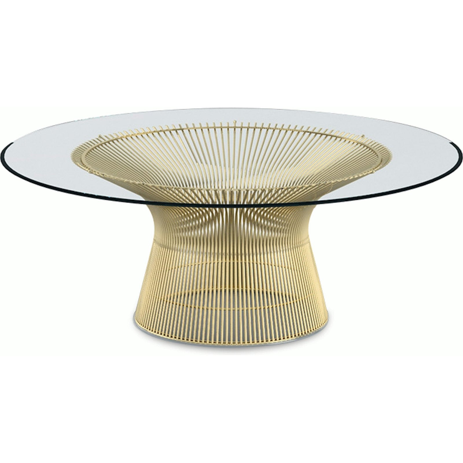 Platner Coffee Table - 42" in Gold Coffee Tables Knoll 18K Gold plated Clear Glass