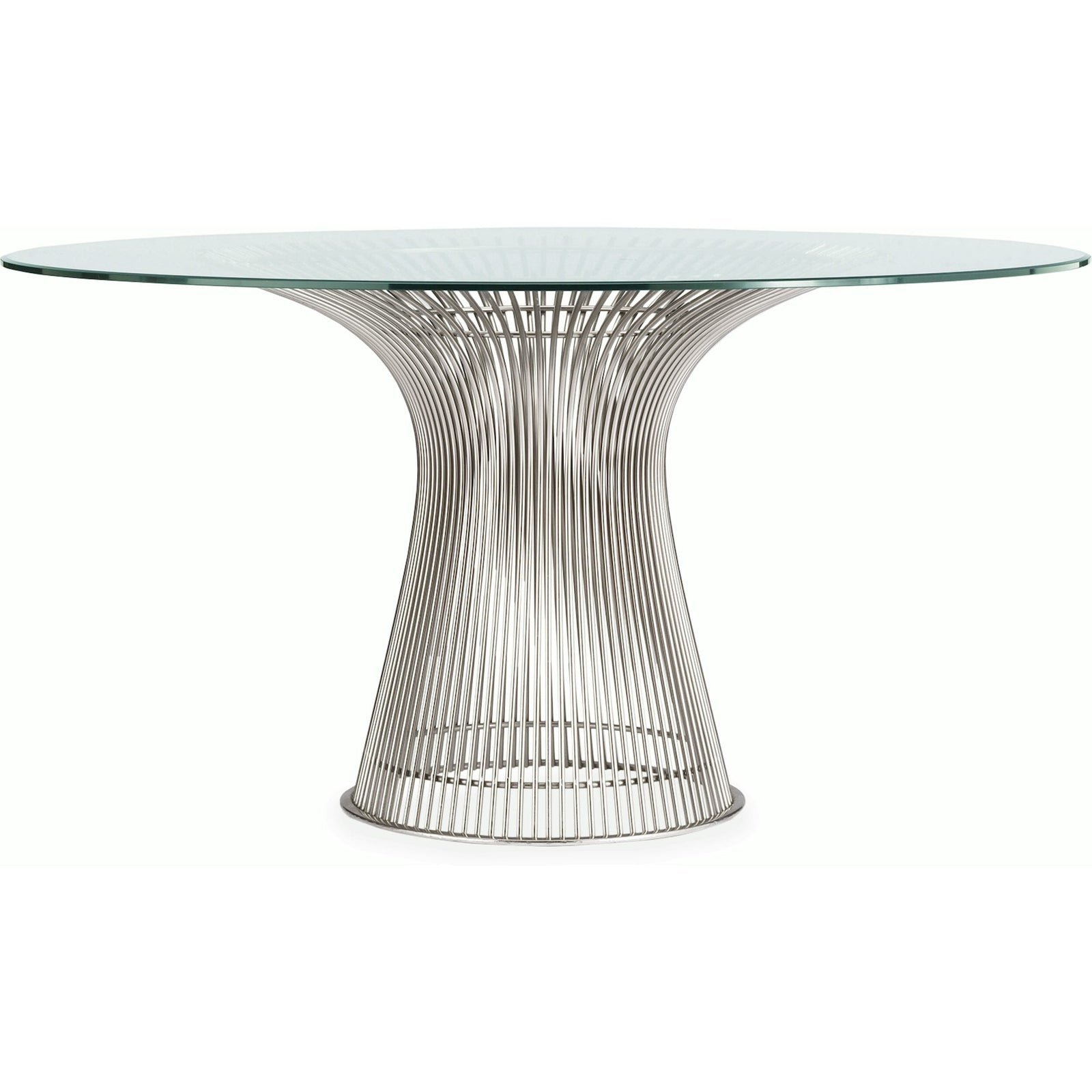 Platner Dining Table - 54 Inch Dining Tables Knoll Polished Nickel Clear Glass