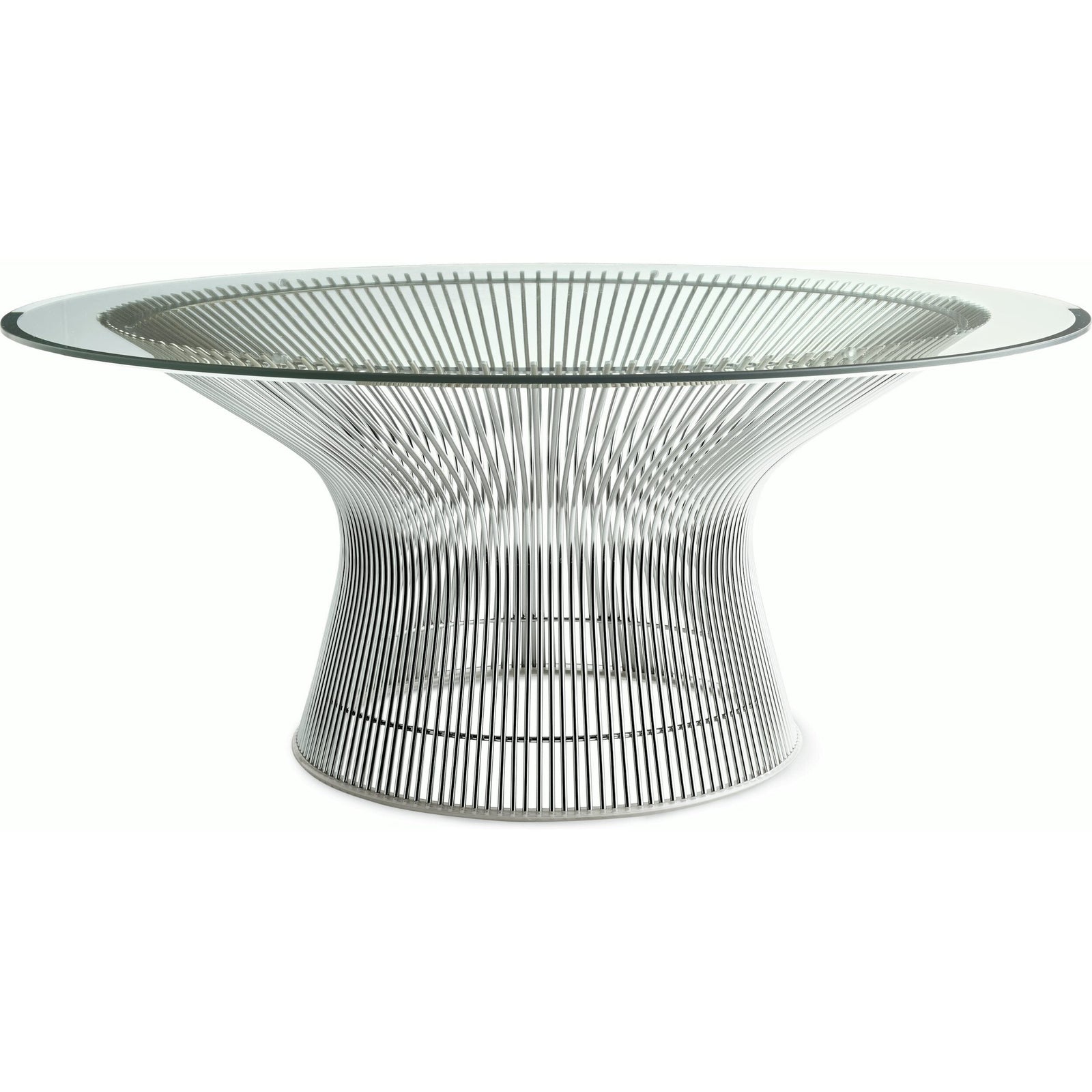 Platner Nickel 36" Coffee Table Coffee Tables Knoll Clear Glass Top