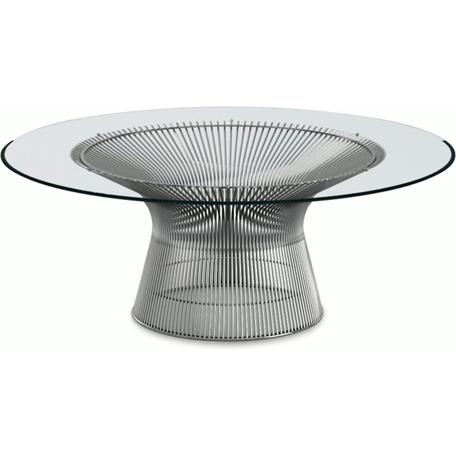 Platner Nickel 42" Coffee Table Coffee Tables Knoll Clear Glass