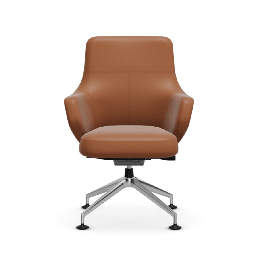 Grand Conference Lowback Chair task chair Vitra Leather Premium F - Cognac 97 +$1000.00 Glides for carpet