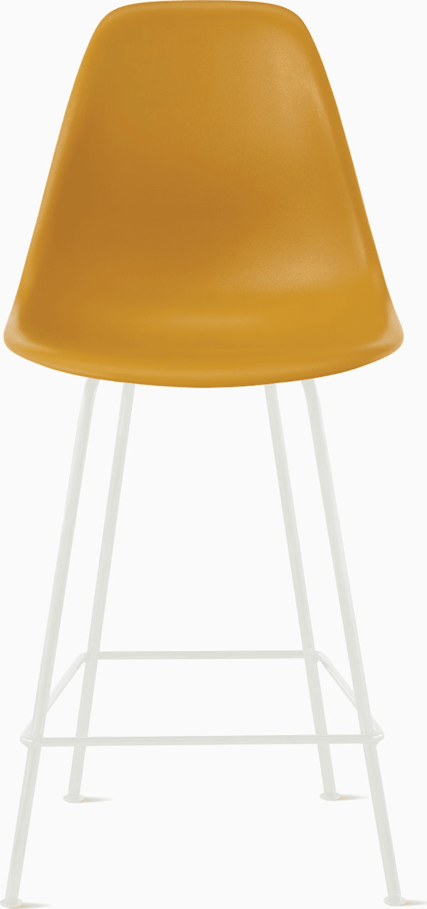 Eames Molded Plastic Counter Stool bar seating herman miller Deep Yellow White