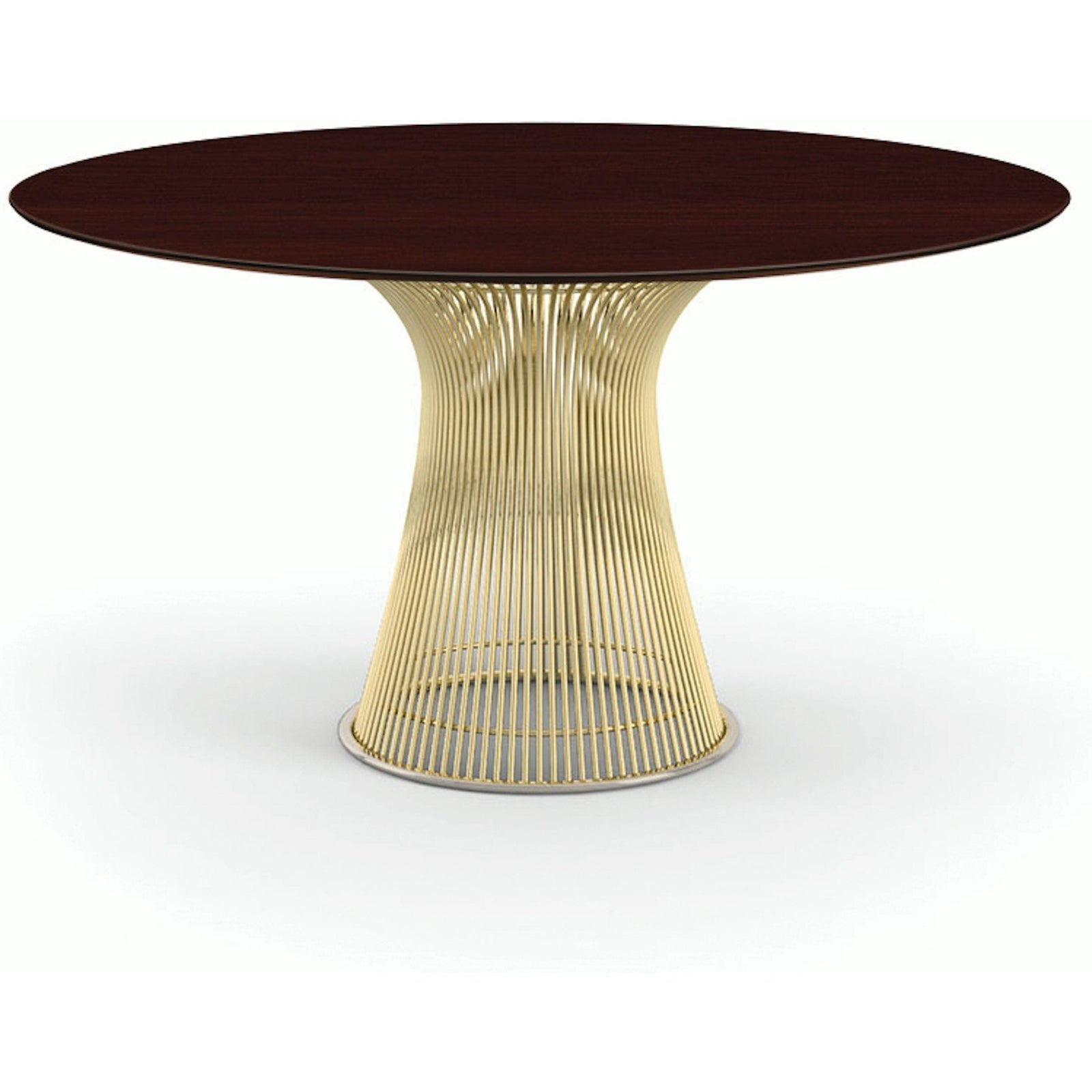 Platner Dining Table - 54 Inch Dining Tables Knoll 18K Gold Plated Dark Cherry