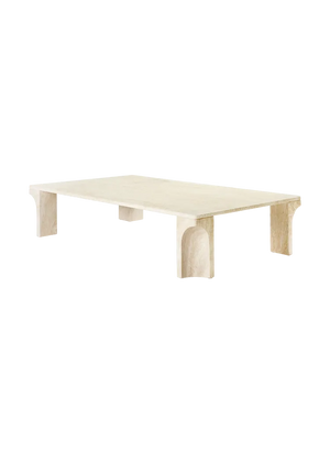 Doric Coffee Table GUBI Neutral White Travertine Large 140 x 80 x 30 cm 