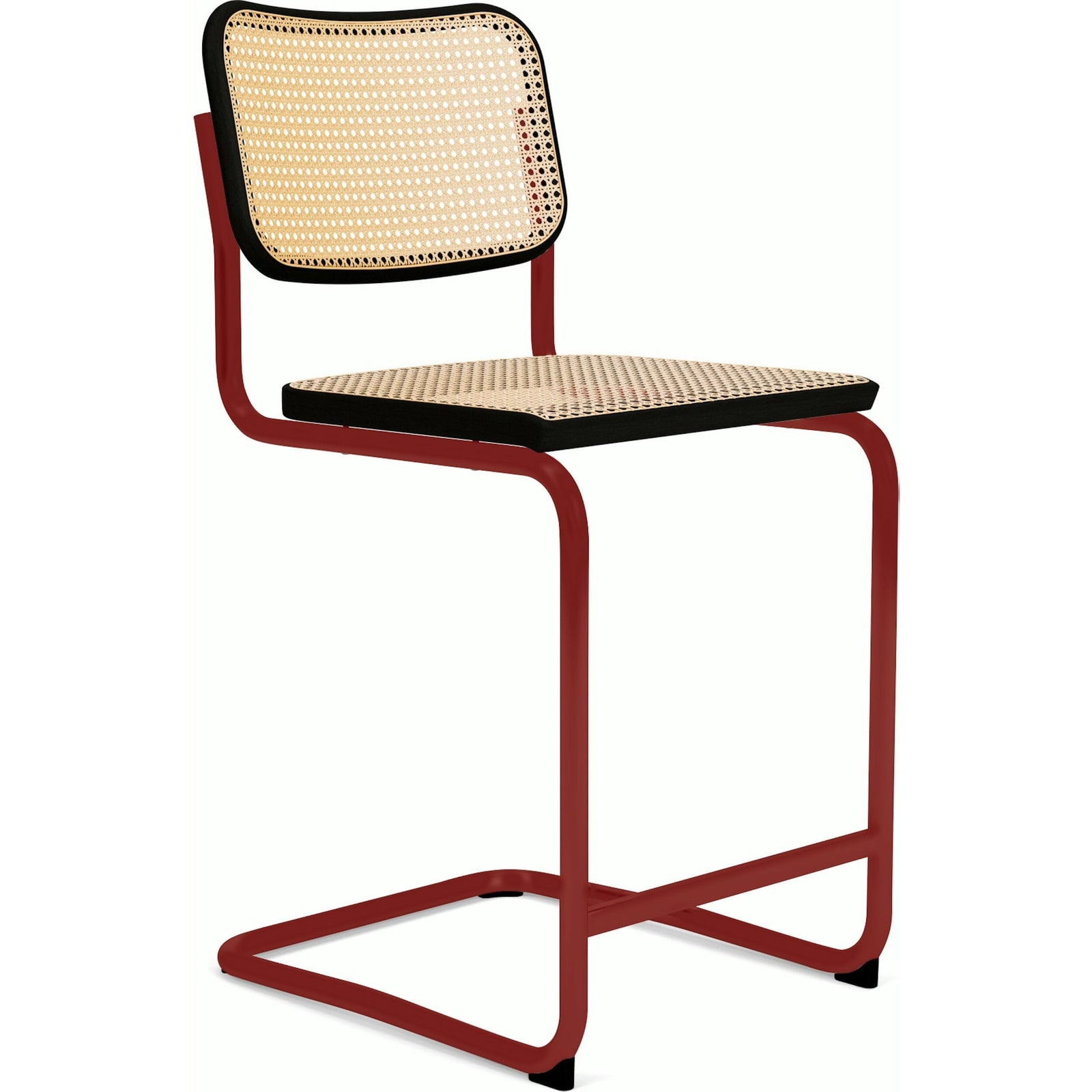 Cesca Stool–Cane Seat & Back Stools Knoll Counter Height Ebonized Beech Red