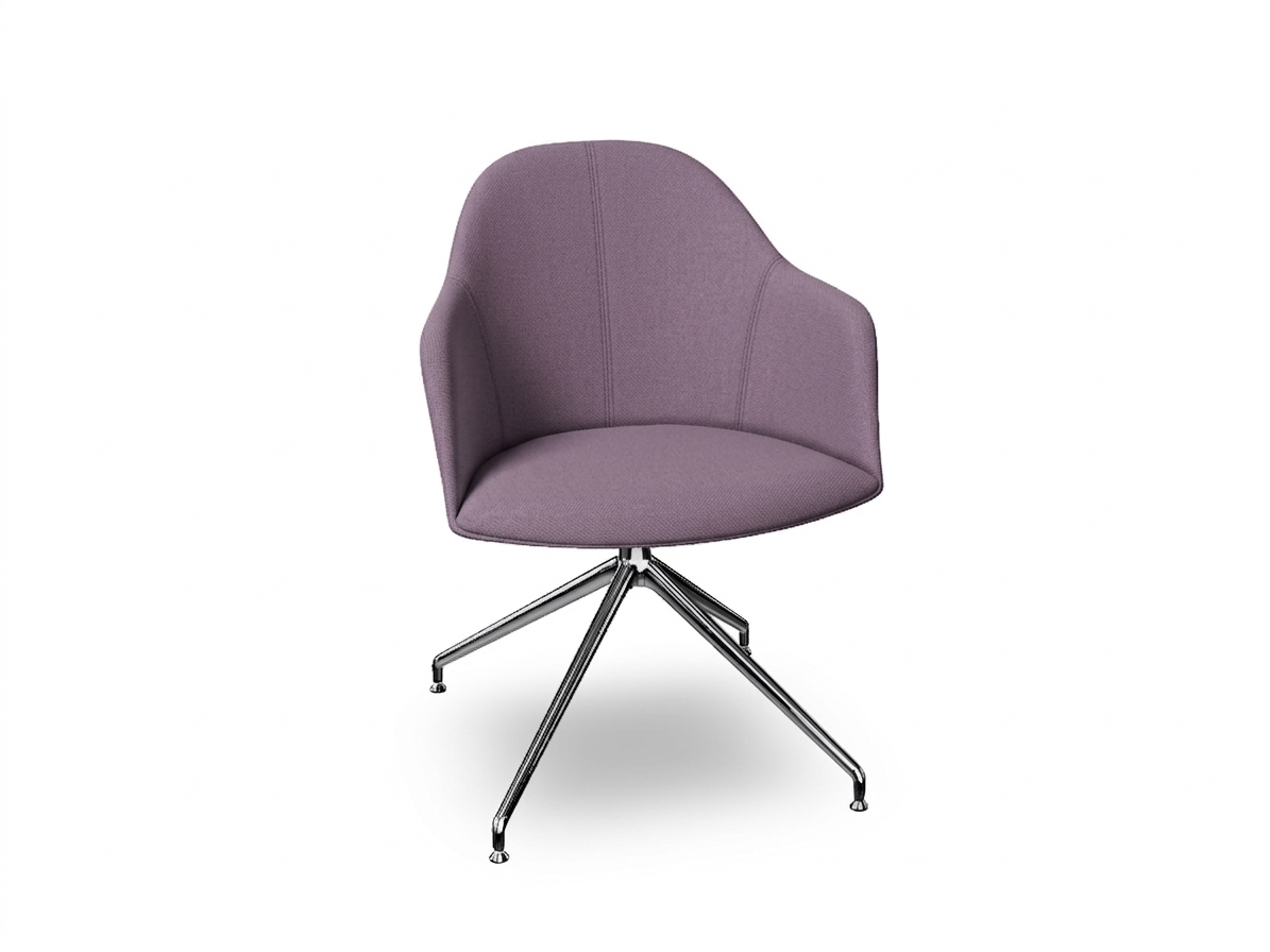 Cila Fully Upholstered Armchair With Swivel Trestle Base