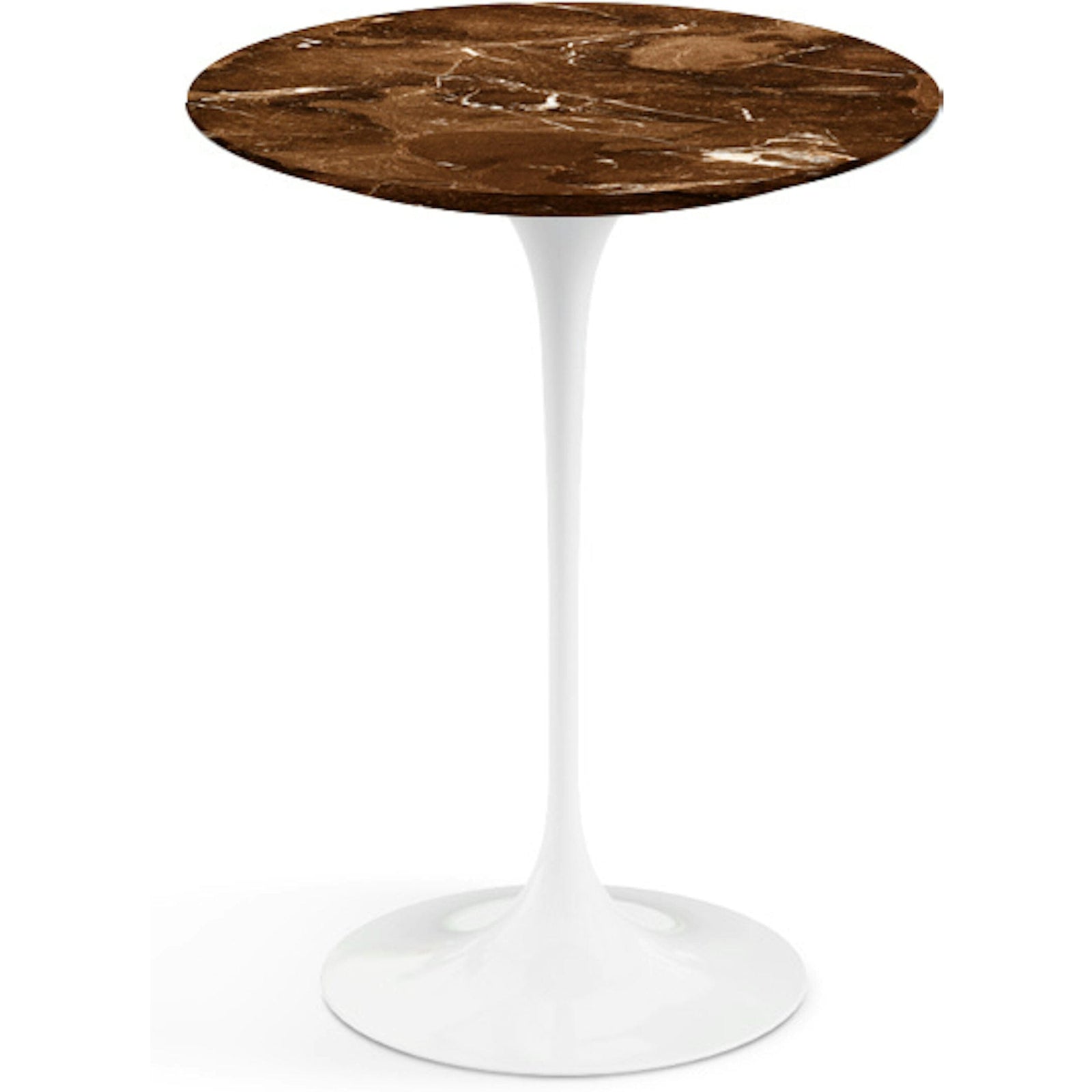 Saarinen Side Table - 16" Round side/end table Knoll White Espresso marble, Satin finish