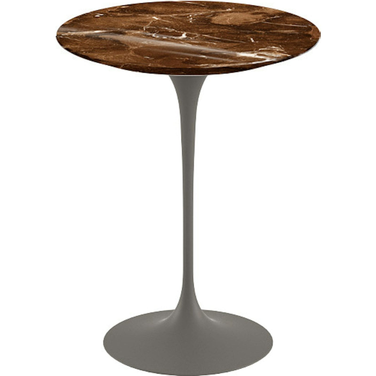 Saarinen Side Table - 16" Round side/end table Knoll Grey Espresso marble, Shiny finish