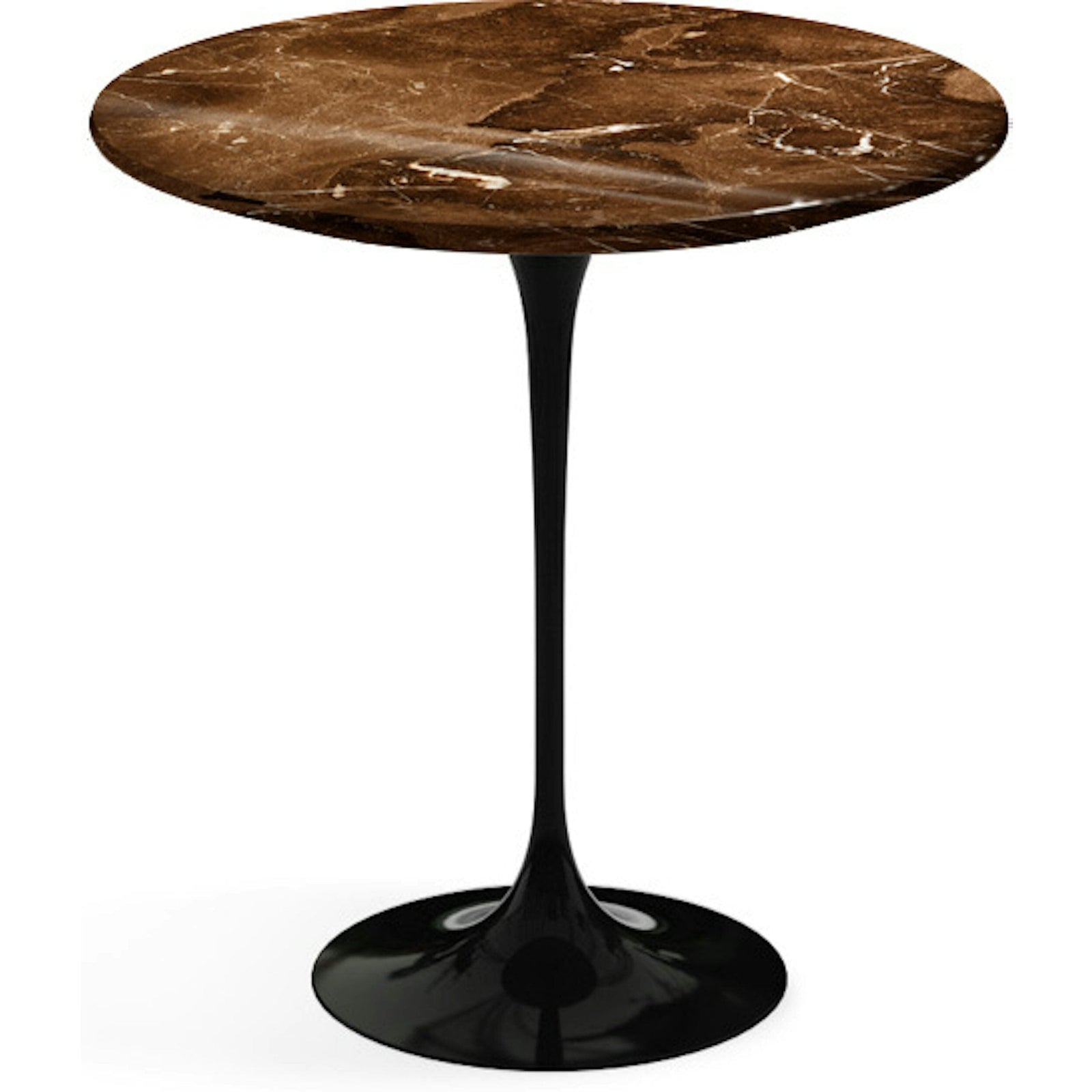 Saarinen Side Table - 20” Round side/end table Knoll Black Espresso marble, Shiny finish