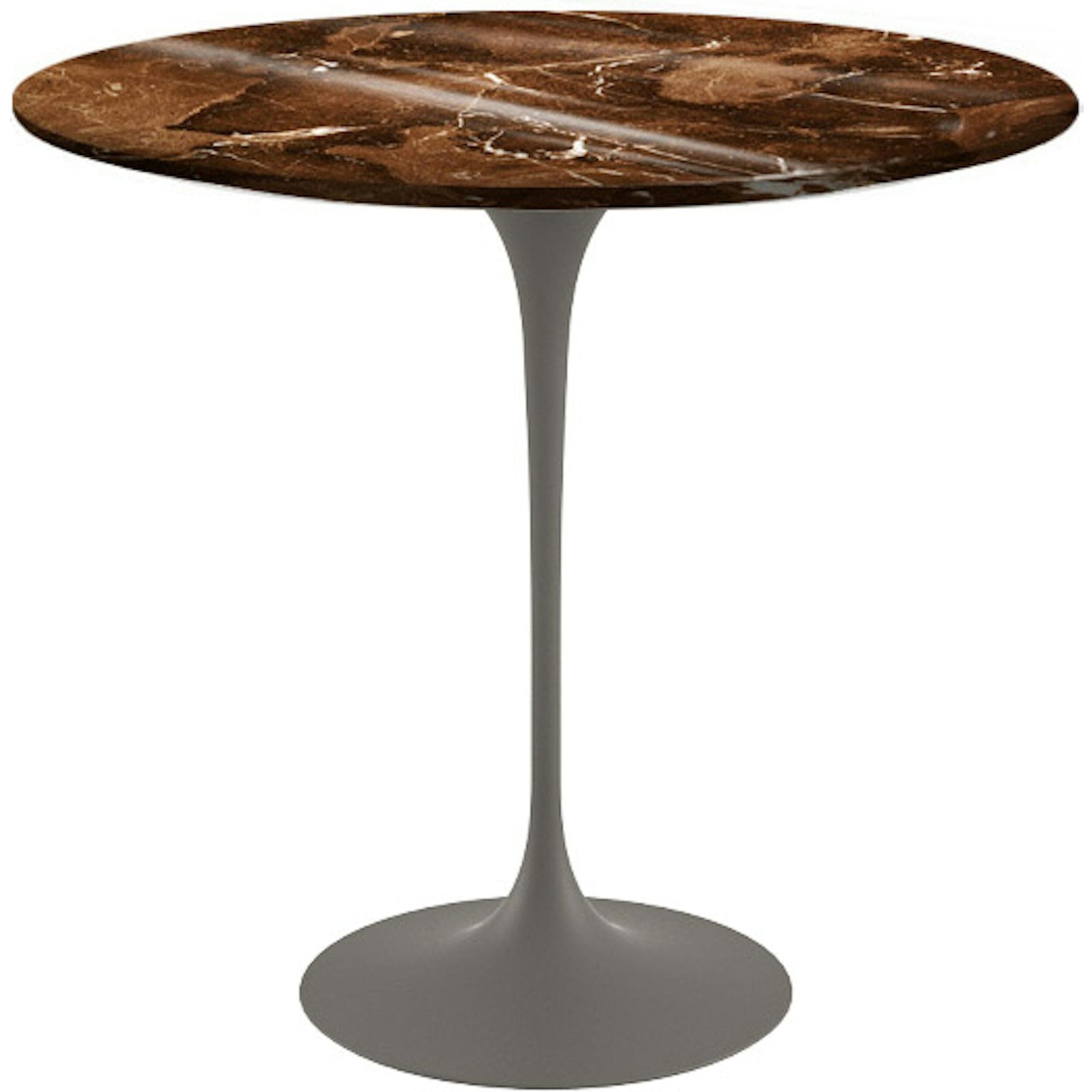 Saarinen Side Table - 22” Oval side/end table Knoll Grey Espresso marble, Shiny finish