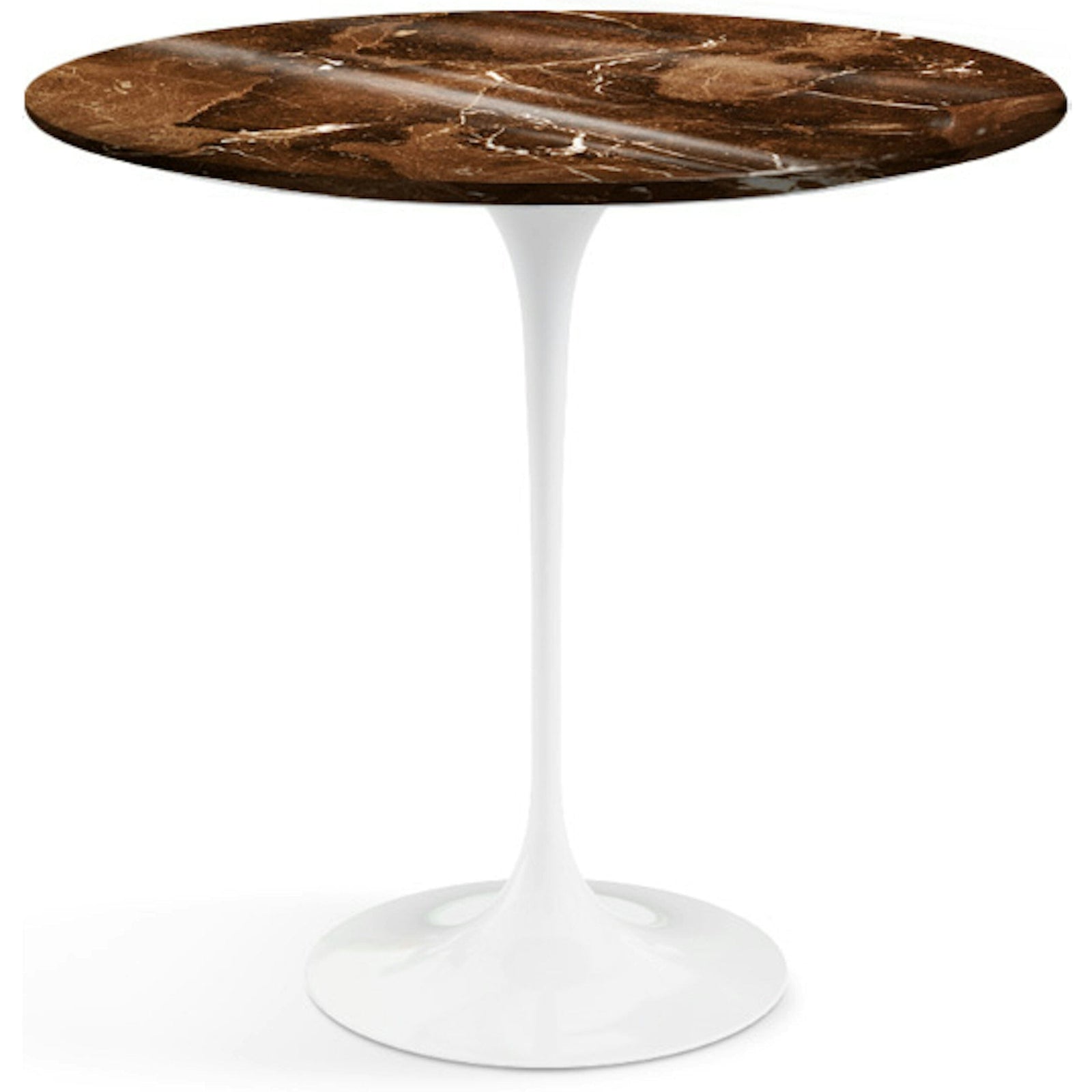 Saarinen Side Table - 22” Oval side/end table Knoll White Espresso marble, Shiny finish