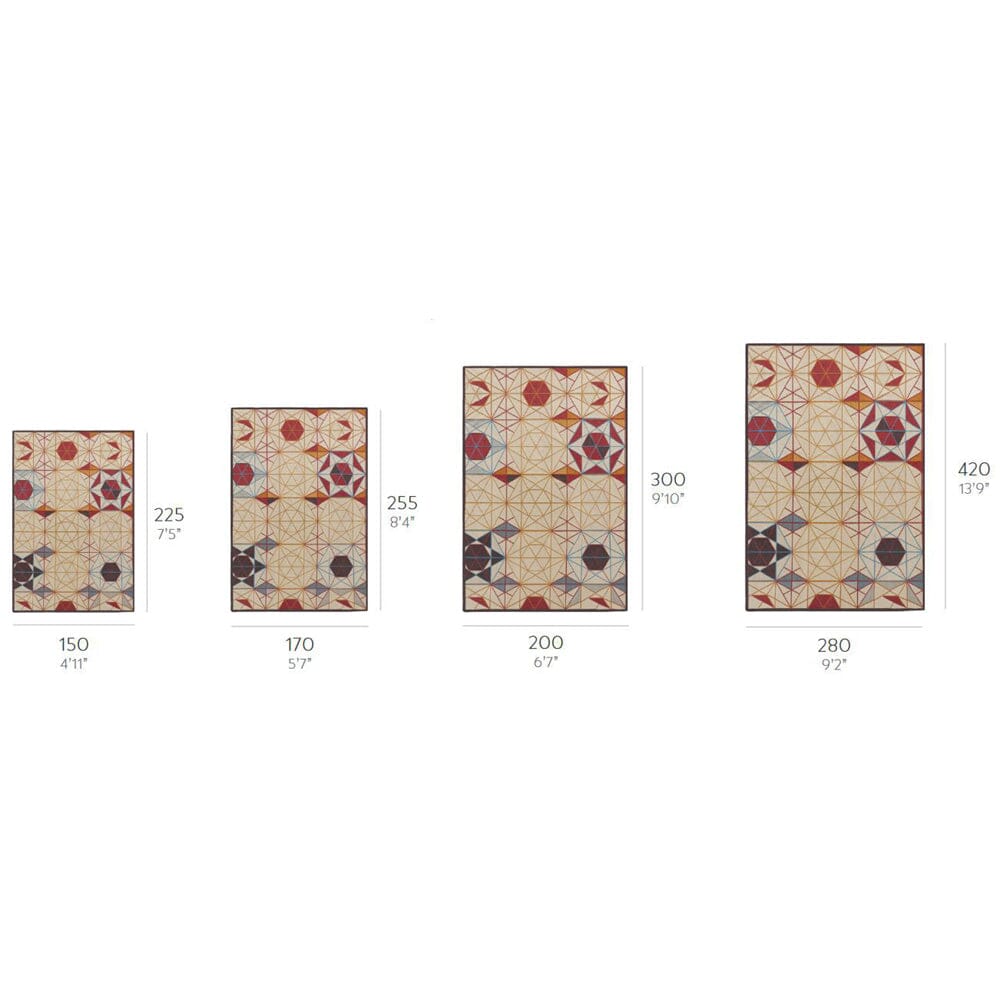 Hexa Orange Rectangular Rug Rug Gan Small