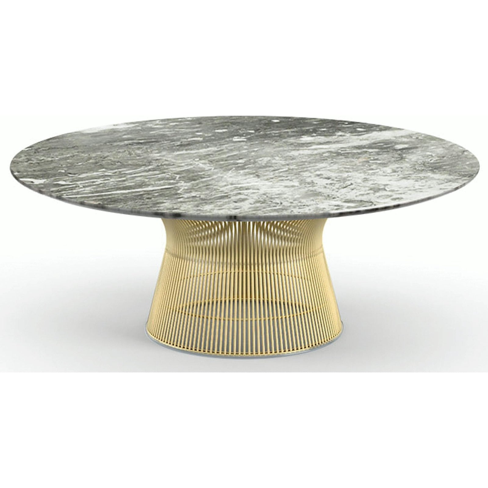 Platner Coffee Table - 42" in Gold Coffee Tables Knoll 18K Gold plated Grey marble, Polished finish
