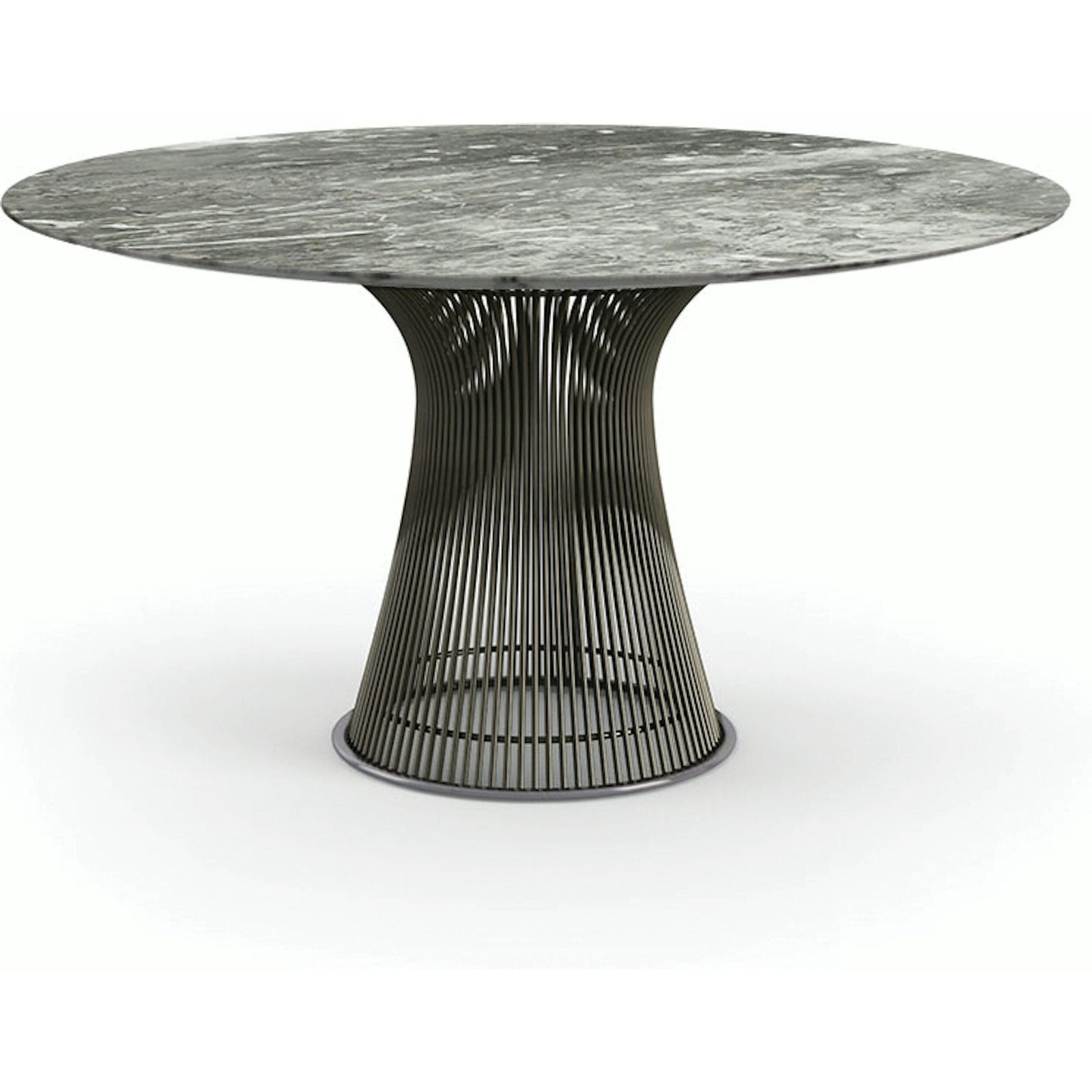 Platner Dining Table - 54 Inch Dining Tables Knoll Metallic Bronze Grey marble, Shiny finish
