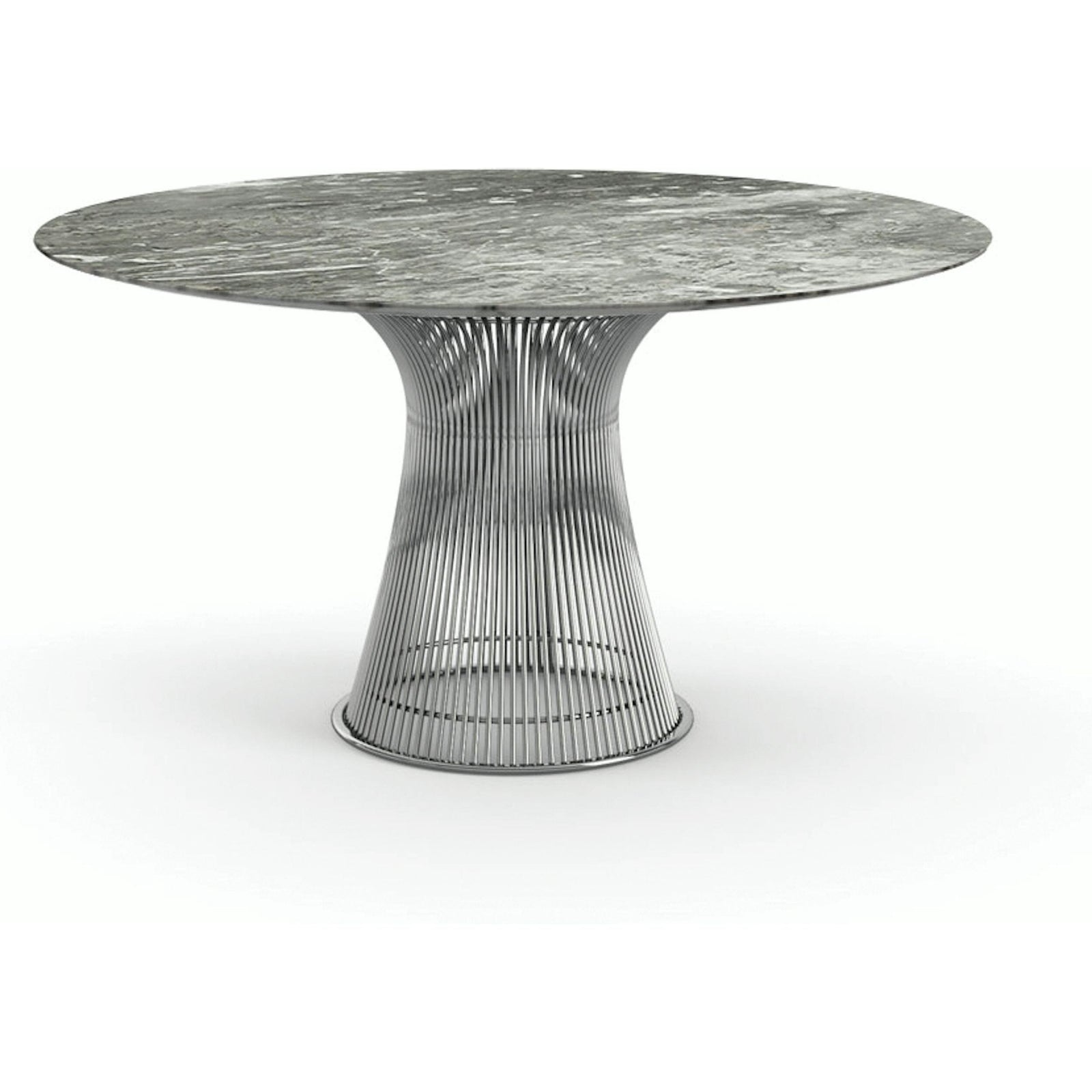Platner Dining Table - 54 Inch Dining Tables Knoll Polished Nickel Grey marble, Shiny finish