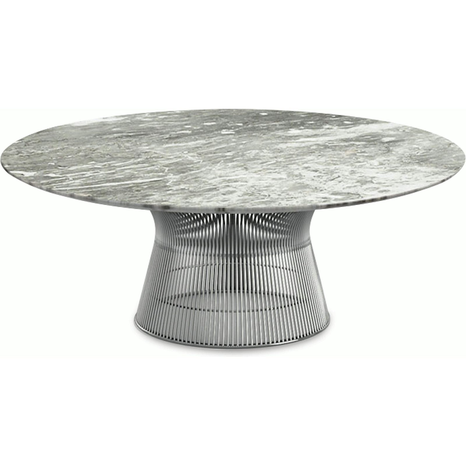 Platner Nickel 42" Coffee Table Coffee Tables Knoll Polished Finish Grey Marble Top: Light grey