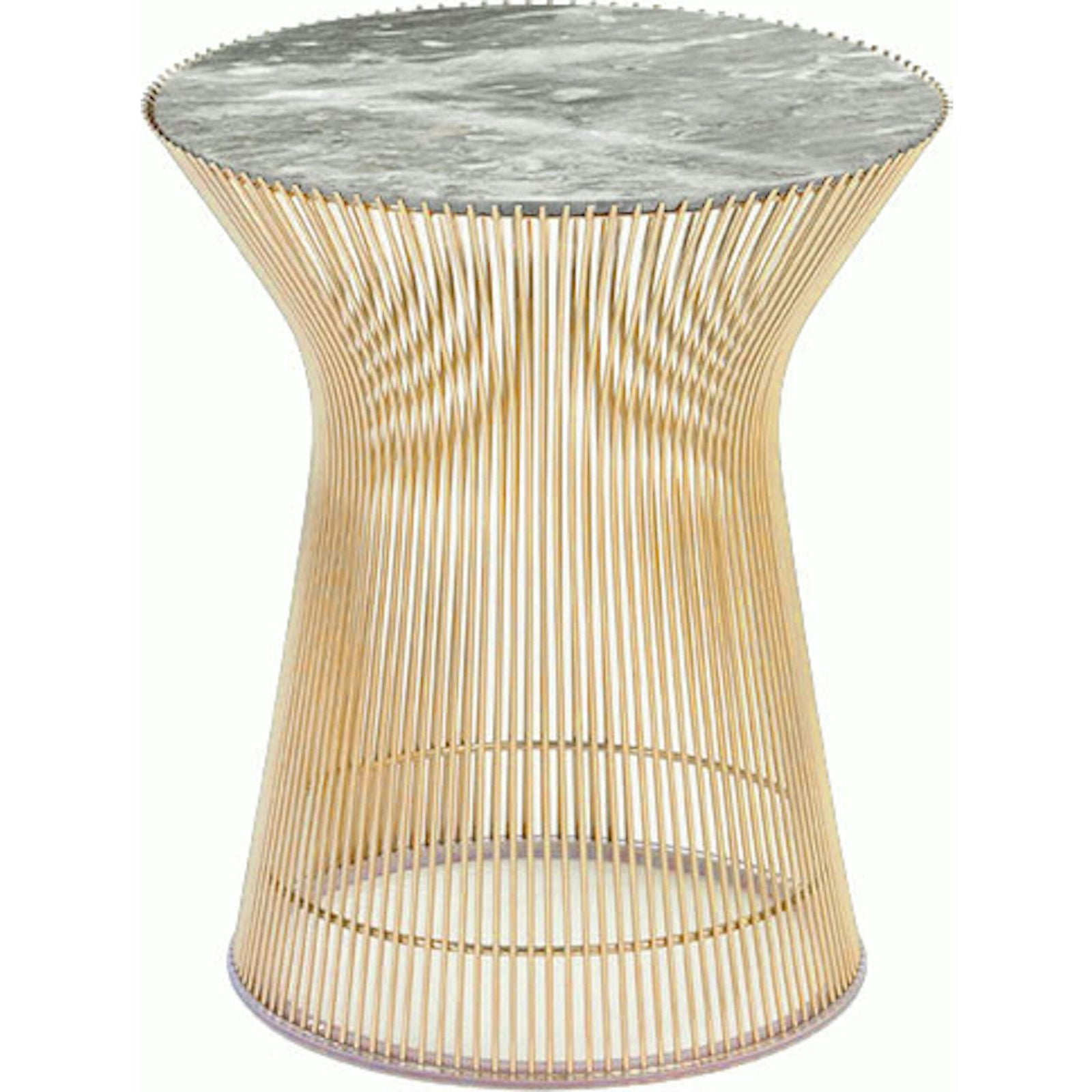 Platner Side Table - Gold side/end table Knoll 18K Gold plated Grey marble, Shiny finish