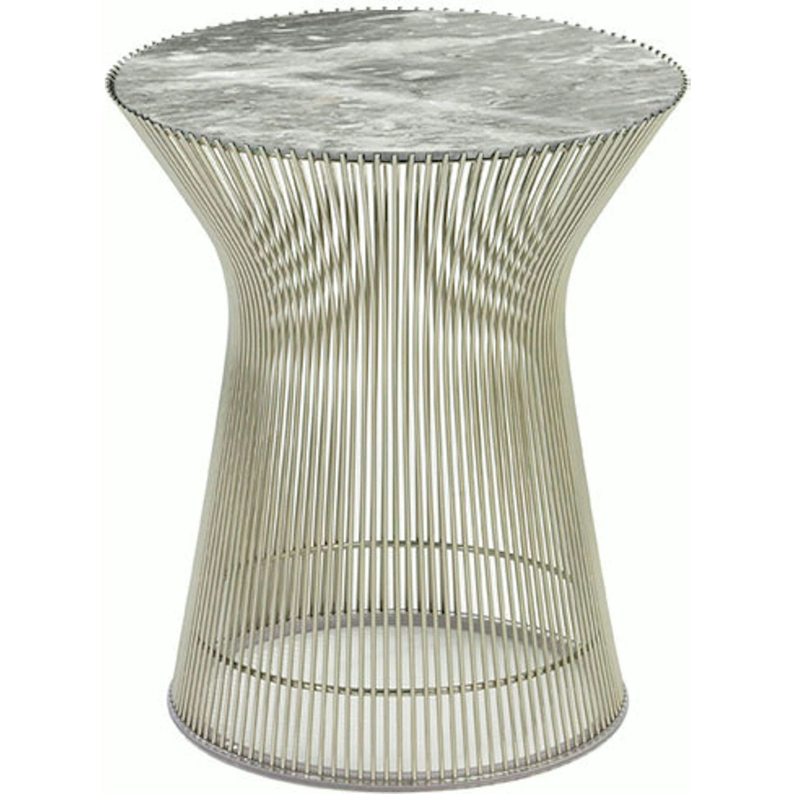 Platner Side Table side/end table Knoll Polished Nickel Grey marble, Shiny finish